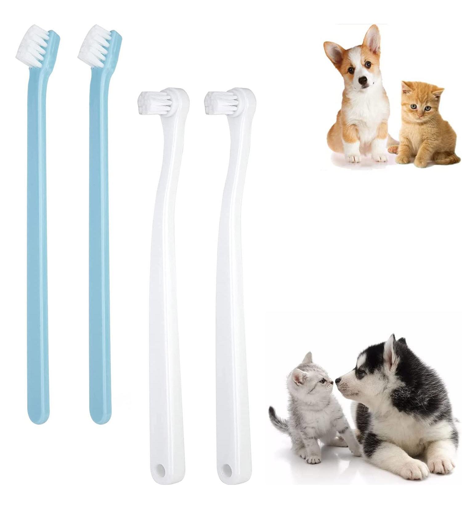 CAVLA 4 Pack Small dog Toothbrushes Cat Toothbrushes Teeth Professional Dental Cleaning Brushes Mini Head Soft Bristle Pet Toothbrush for Dog Cat Puppy Oral Dental Health (White + Blue) - Buy Online on GoSupps.com