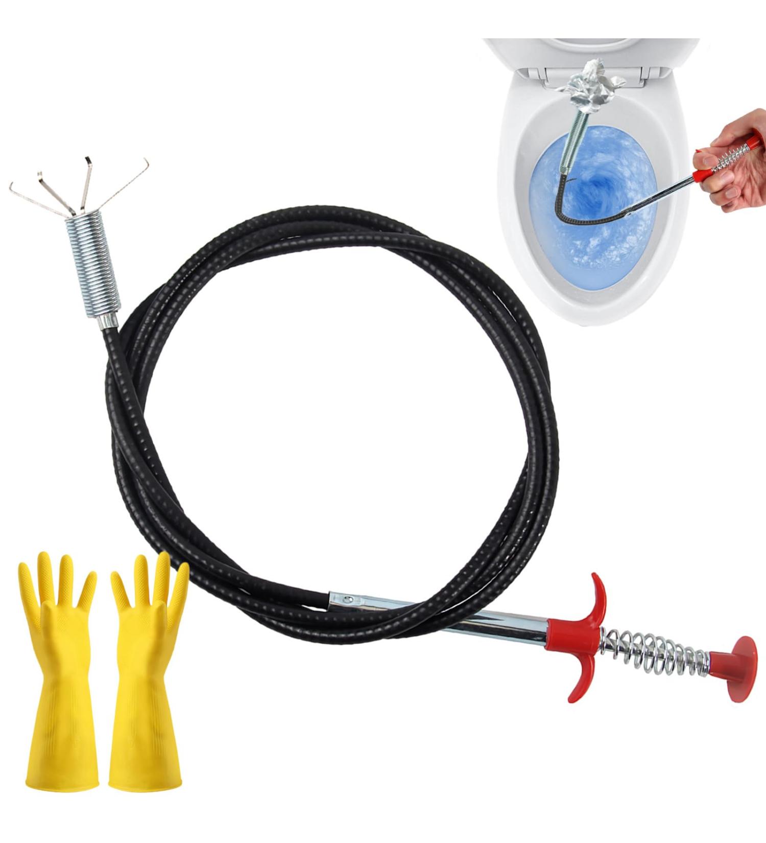 2024 Sewer Cleaning Hook - No Chemicals Drain Clog Remover Tool with Claws for Toilet & Kitchen Sink (300cm/118in - Buy Online on GoSupps.com