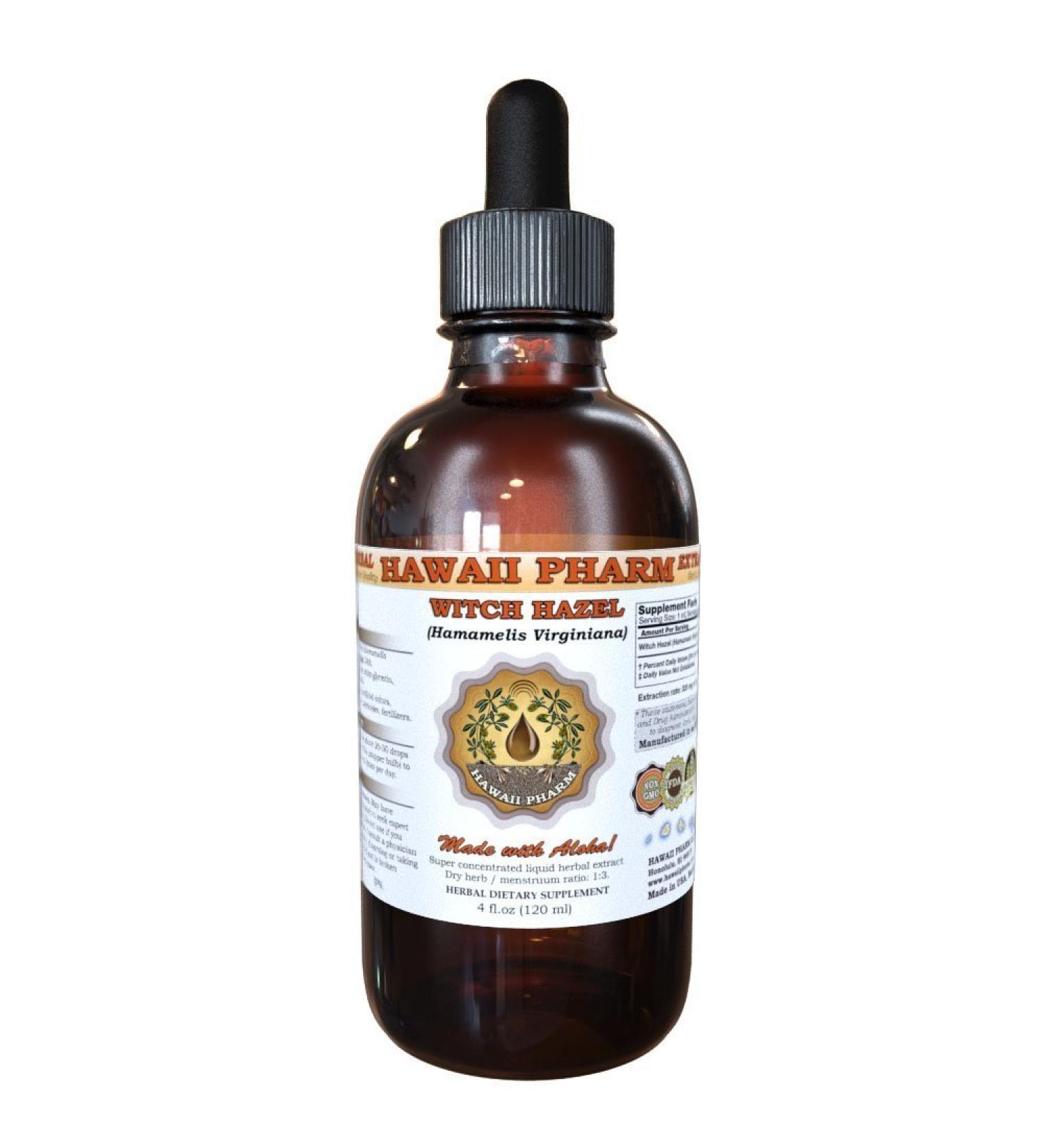 HawaiiPharm Witch Hazel Liquid Extract Witch Hazel (Hamamelis Virginiana) Tincture Herbal Supplement Made in USA 4 fl.oz 4 Fl Oz (Pack of 1) - Buy Online on GoSupps.com