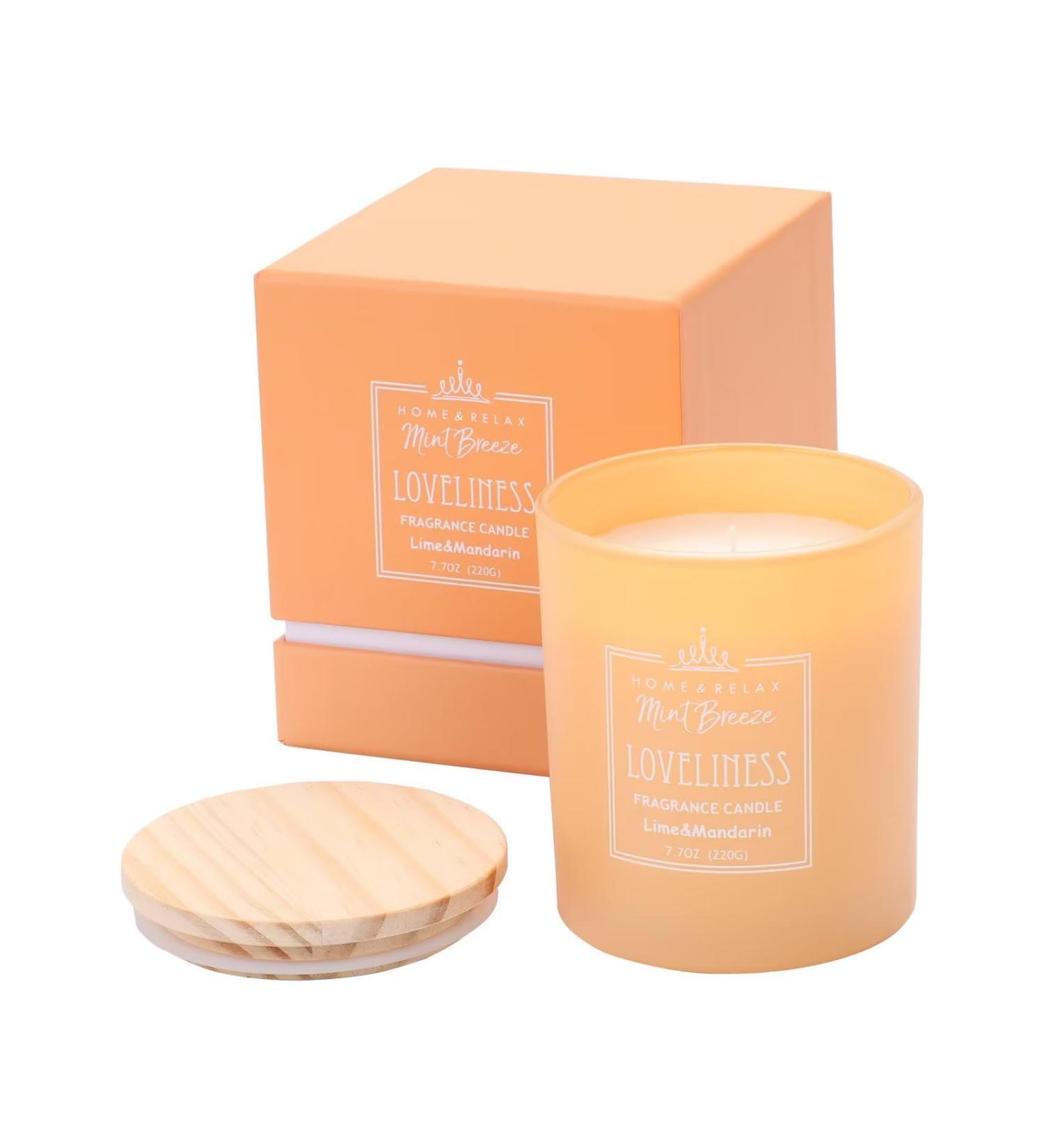 HOME & RELAX Lime & Mandarin Fragrance Candles | Scented Gifts for Women | 60H Burn Time Wood Lid Perfect for Home & Stress Relief - Buy Online on GoSupps.com