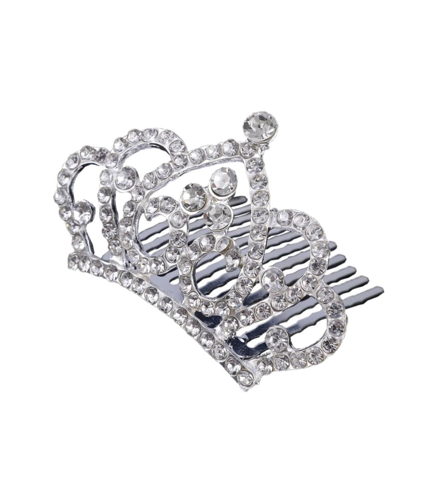 FRCOLOR Girls Crown Comb Rhinestones Child White Jewelry Metal Hair Barrettes - Buy Online on GoSupps.com