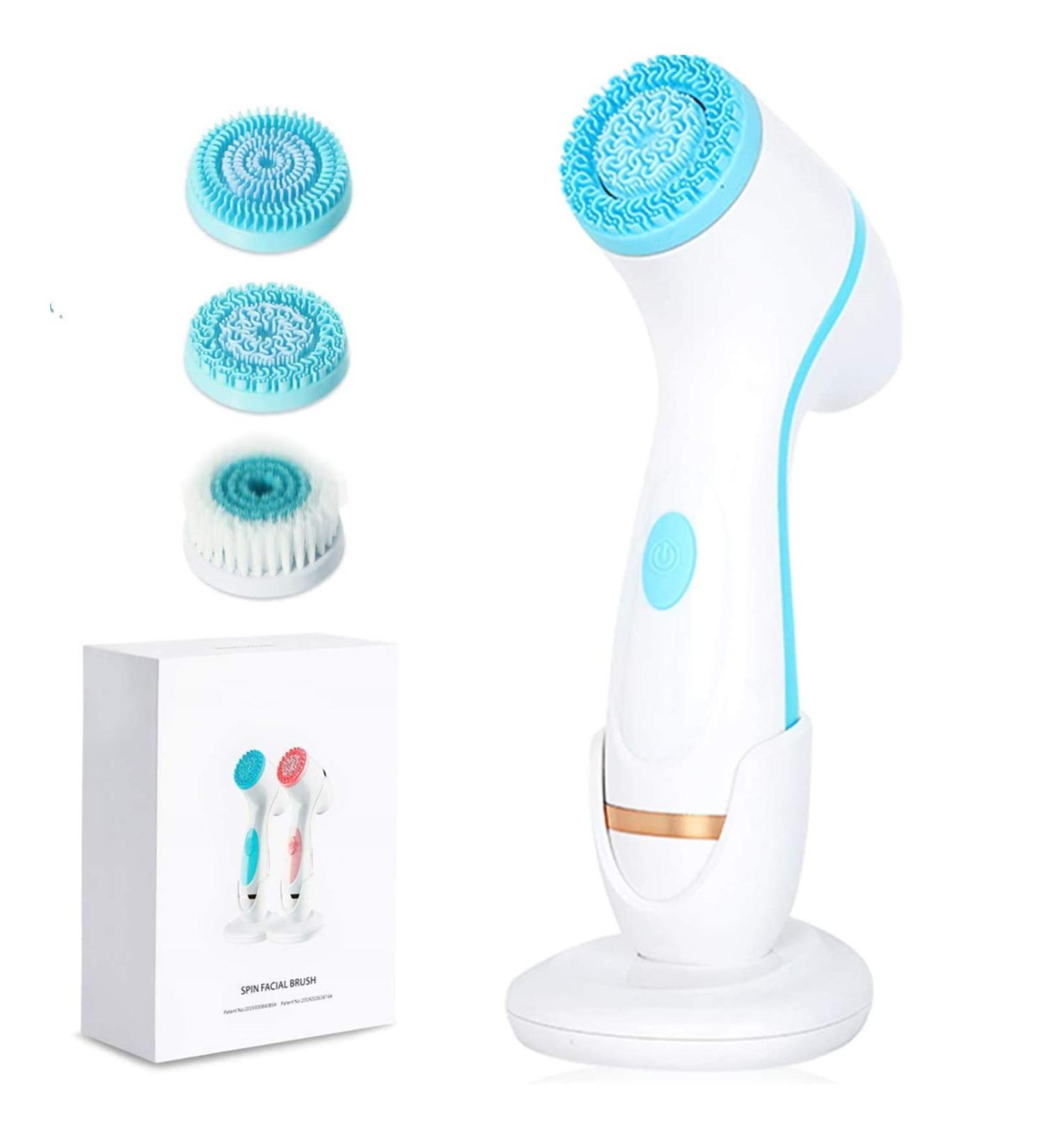Buy Waterproof Electric Facial Cleaning Brush with 2 Speed Rotation | USB Deep Cleaning & Gentle Exfoliation - Blue - Buy Online on GoSupps.com