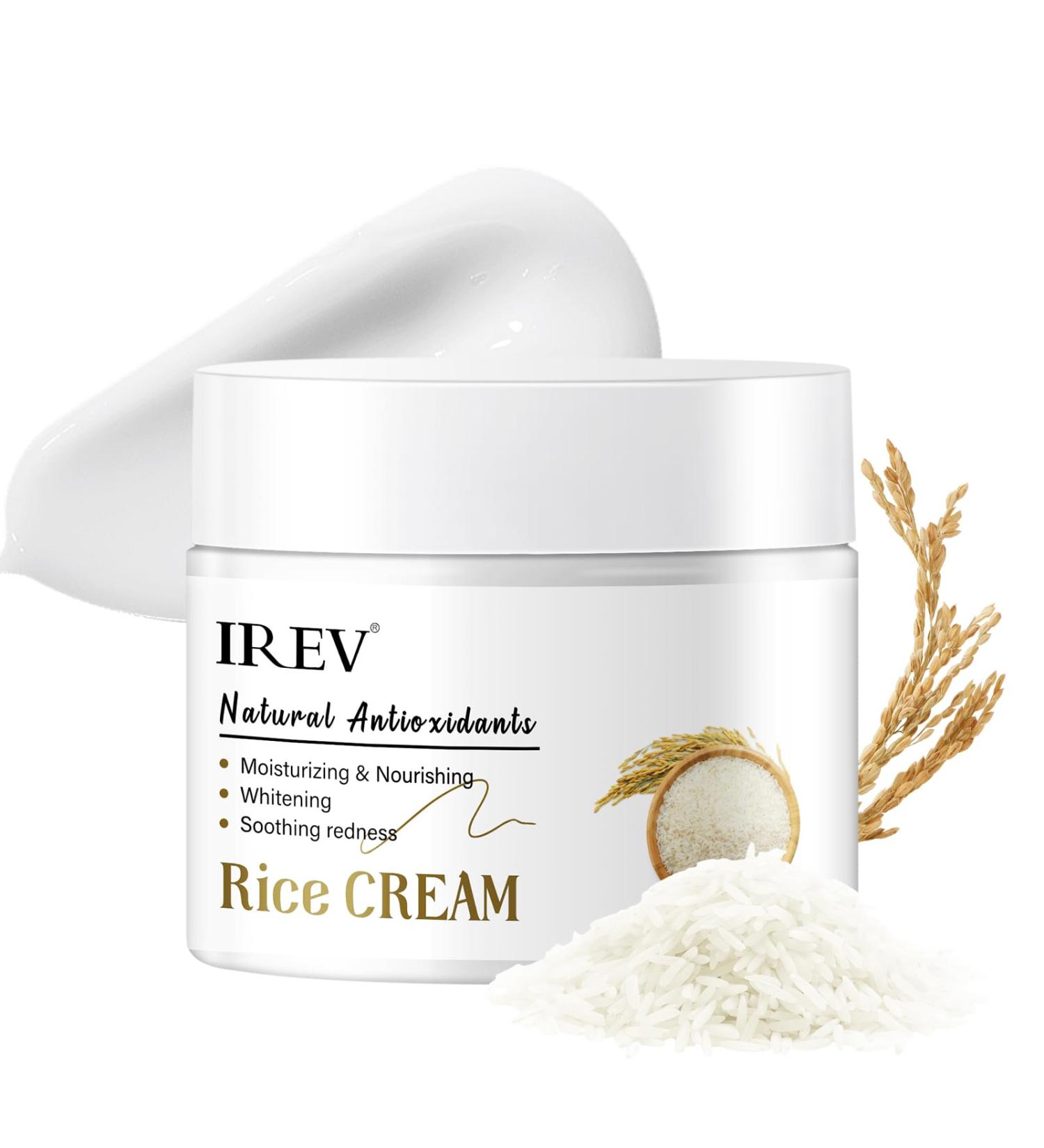IREV Rice Moisturizing Cream Hydrating Face Moisturizer For Dry Combination Skin Daily Face Cream Targets Dryness Strengthens Skin Barrier Lightweight Fast Absorbing 1.76oz 50g - Buy Online on GoSupps.com