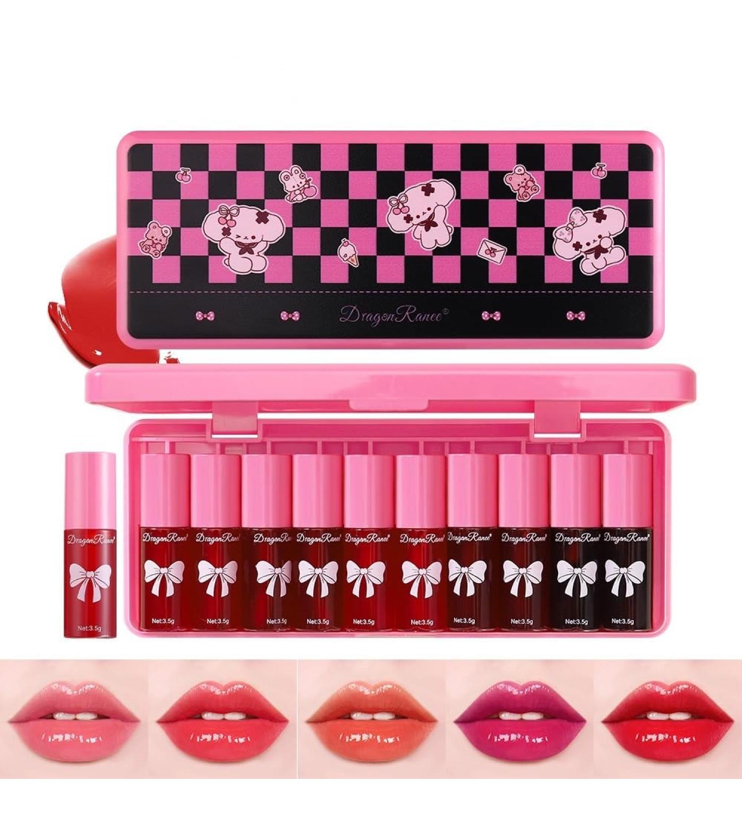 10 Colors Lip Tint | Moisturizing Tinted Lip Stain & Liquid Lipstick | Long Lasting Multi-Use Makeup - Buy Online on GoSupps.com