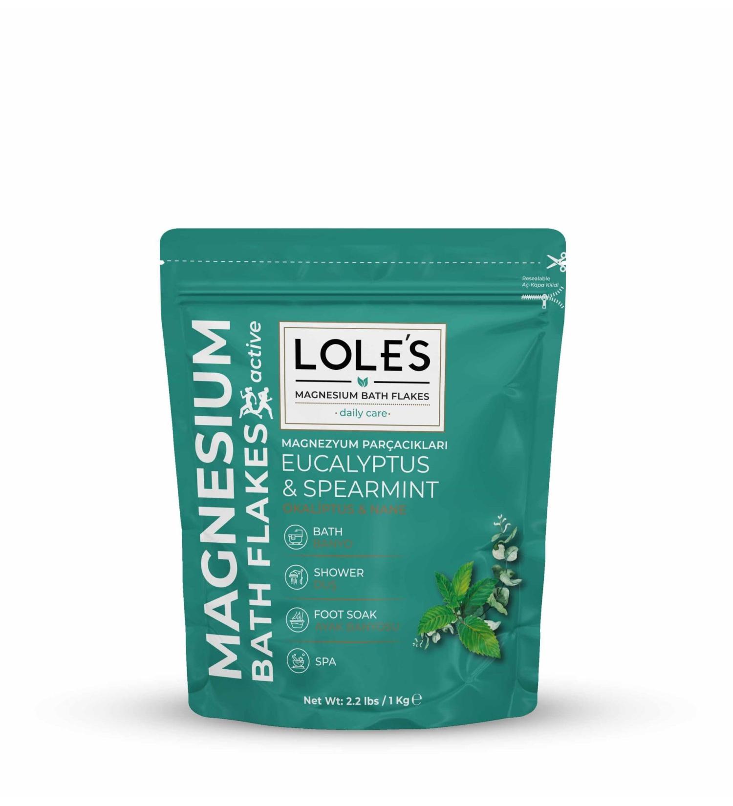 LOLE'S Zechstein Magnesium Chloride Bath Flakes with Eucalyptus and Spearmint 1 kg alternative to Epsom salt and magnesium sulfate relaxing magnesium bath for muscles and - Buy Online on GoSupps.com