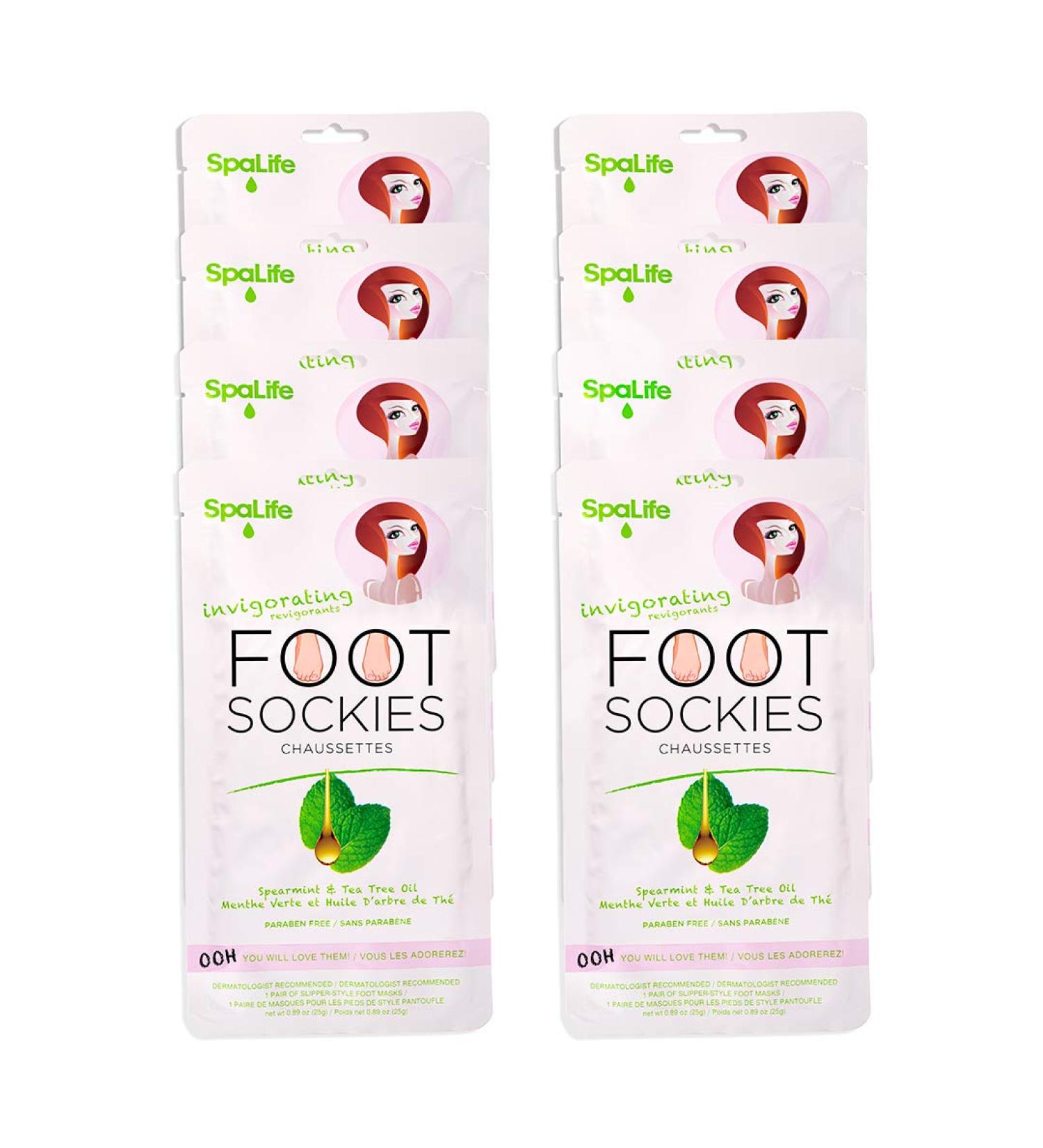 SpaLife Invigorating Spearmint & Tea Tree Oil Foot Sockies (8 Ct) - Rejuvenate Tired Feet with Natural Essential Oils - Buy Online on GoSupps.com