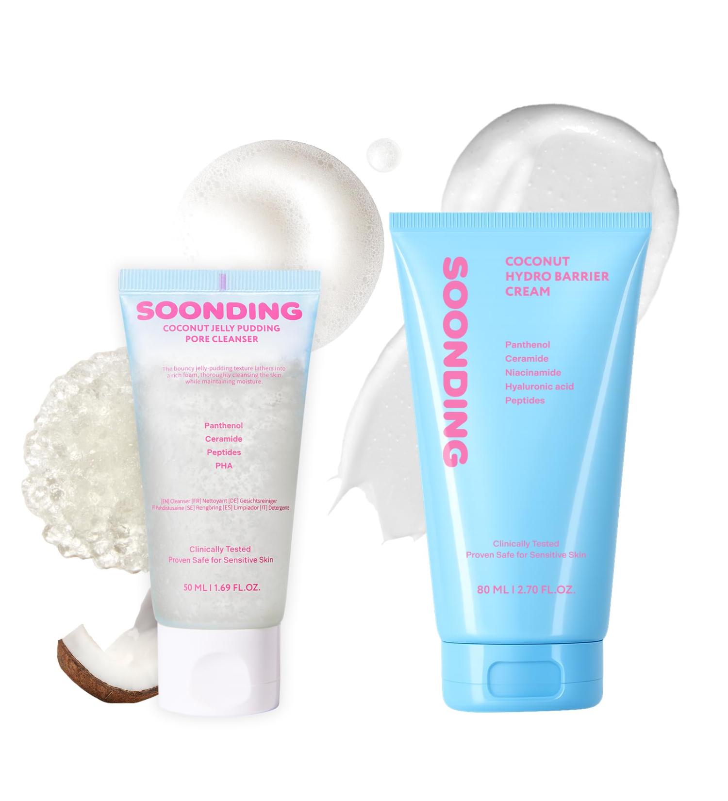 SOONDING | Coconut Jelly Pudding Pore Cleanser (50ml / 1.69 fl oz) + Coconut Hydro Barrier Cream (80ml / 2.7 fl oz) Duo - Buy Online on GoSupps.com