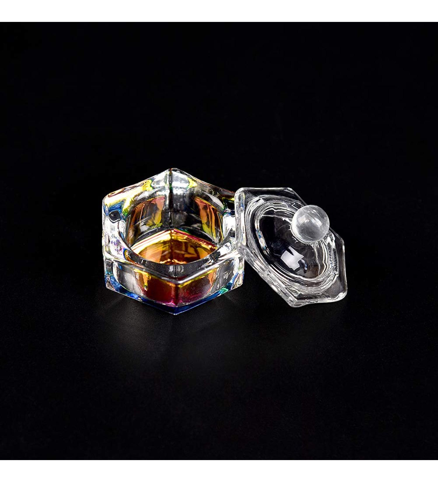 Alexnailart Nail Art Glass Dappen Dish Symphony Crystal Cup Acrylic Liquid Powder Holder with Lid Manicure Tool (Hexagon) - Buy Online on GoSupps.com