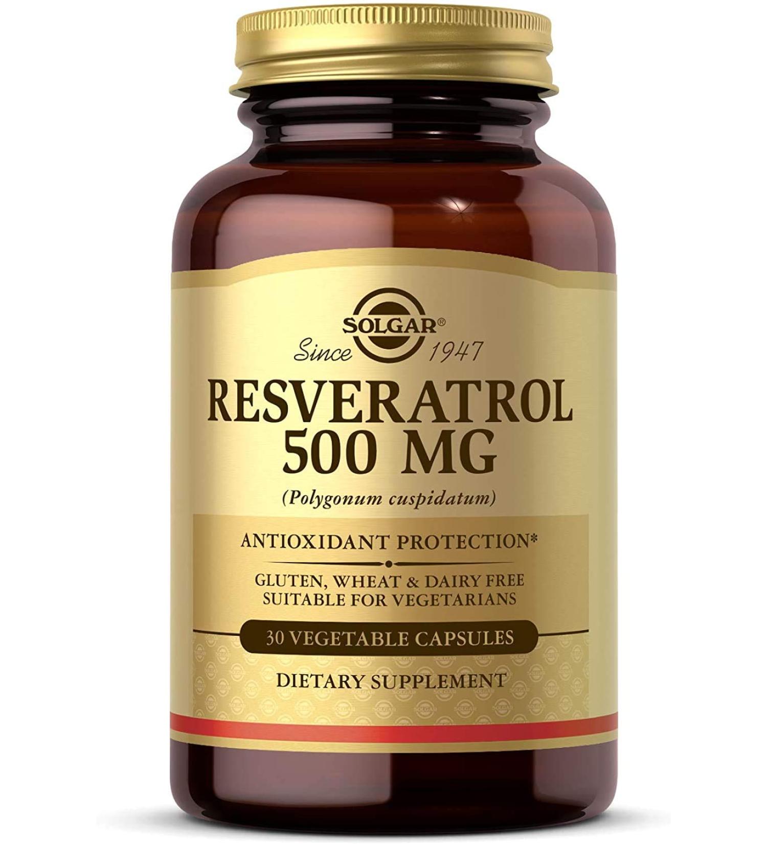 Solgar Resveratrol 500 mg - Antioxidant Support - 30 Vegetable Capsules - Buy Online on GoSupps.com
