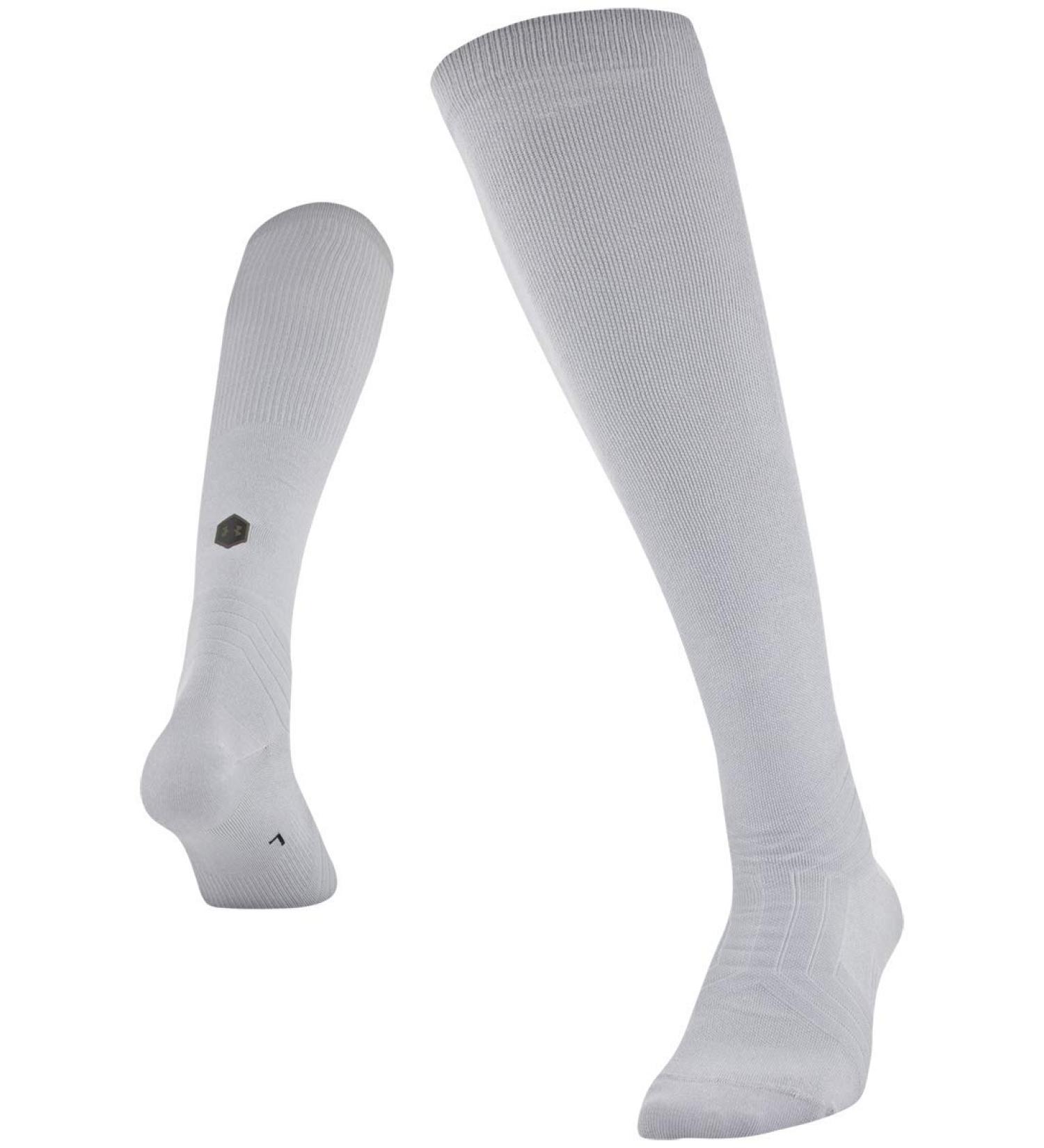 Under Armour Unisex Rush Over The Calf Socks | Mens 8-12 Womens 9-12 | Mod Grey - International Shipping Available - Buy Online on GoSupps.com