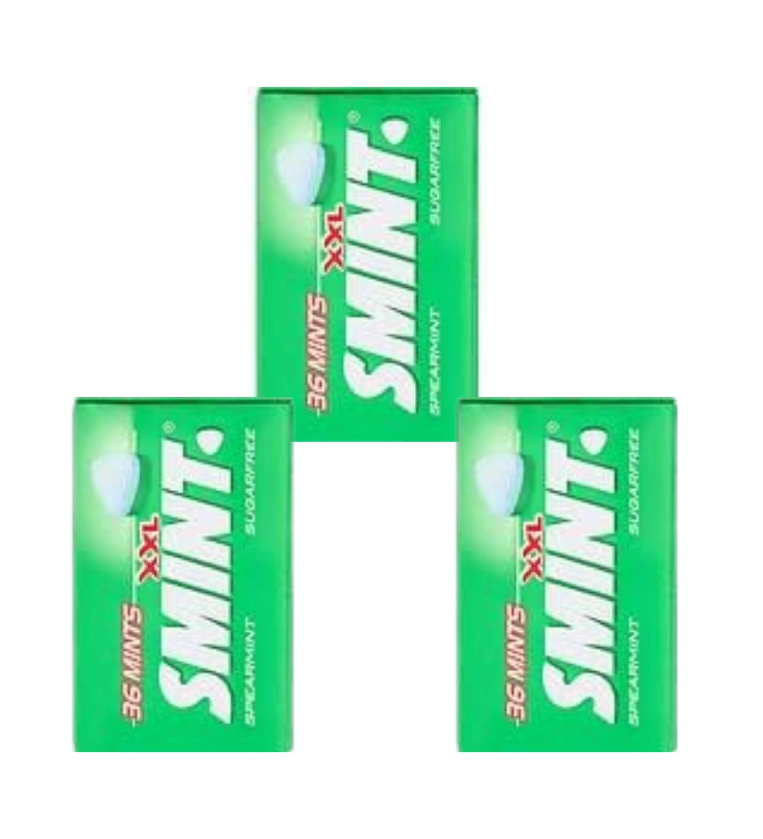 Smint 25g XXL Mints Spearmint Tin 36pc 3x Sugar Free Mints American Candy Fresh Mint for Fresher Breathes (Pack of 3) - Buy Online on GoSupps.com