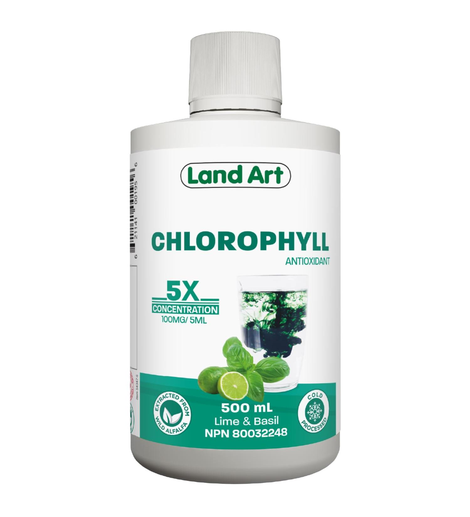 Liquid Chlorophyll Lime Basil 5X Concentrated 500ml Cold Extracted from Non-GMO Alfalfa - Detox - Alkaline - Natural Body Deodorant Antioxidant - Made in Canada - Buy Online on GoSupps.com