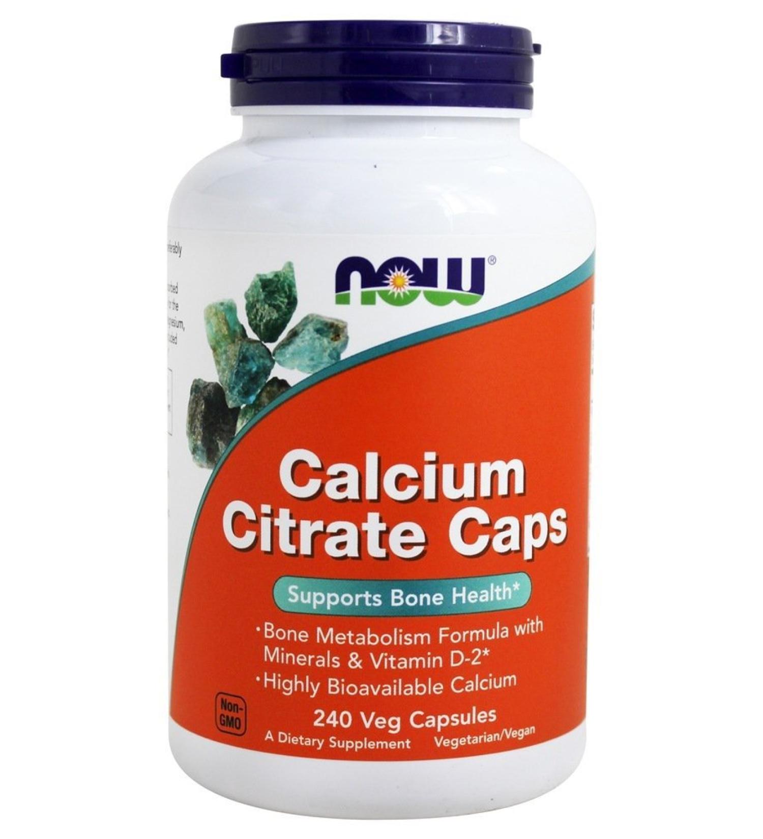 Now Foods Calcium Citrate 240 Veg Capsules | Enhanced Absorption for Strong Bones - Buy Online on GoSupps.com