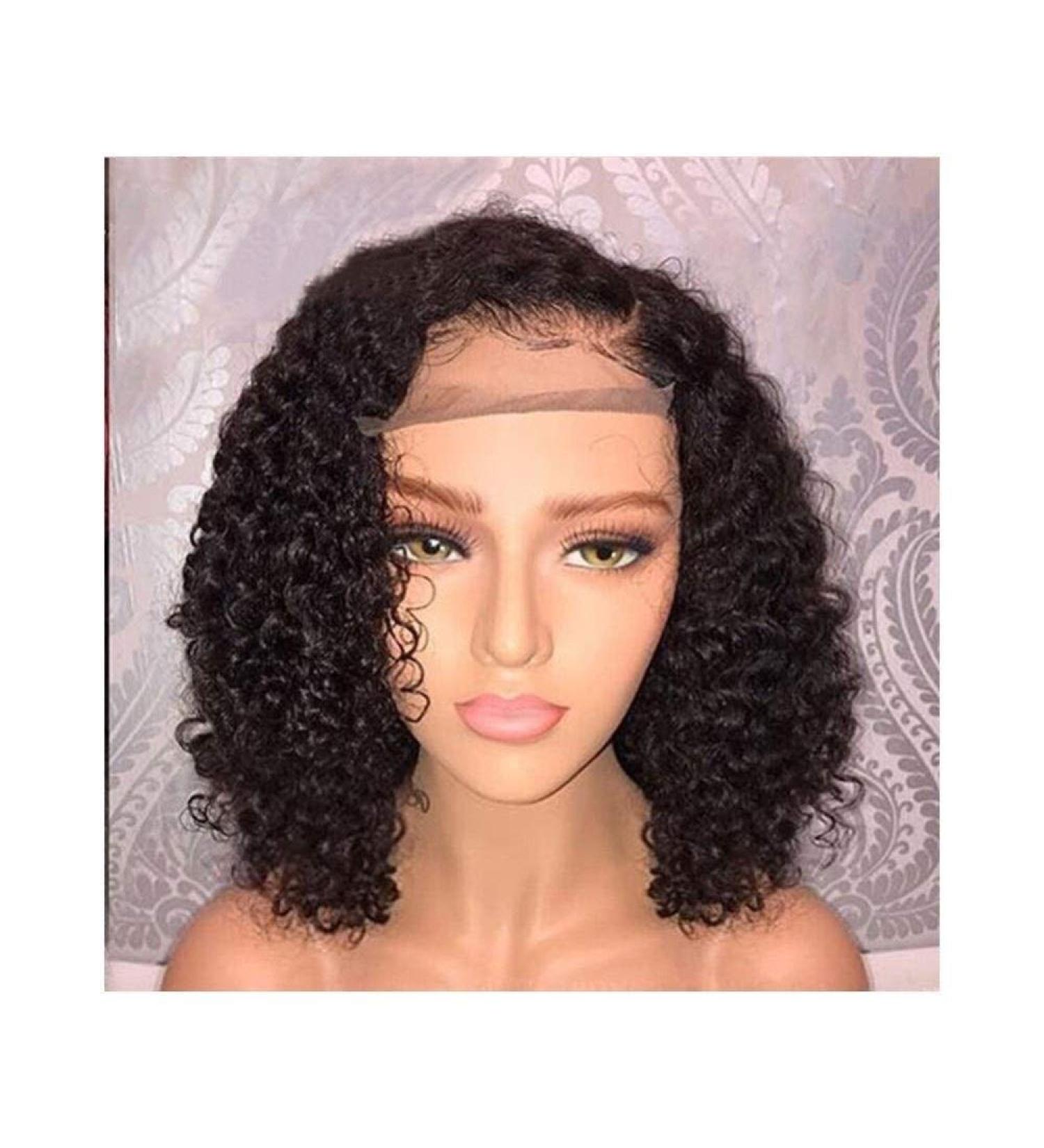 BGHJUE Short Wavy Black Lace Front Wig for Women - Heat Safe Synthetic Hair with Transparent Lace & Decent Parting Space - Buy Online on GoSupps.com