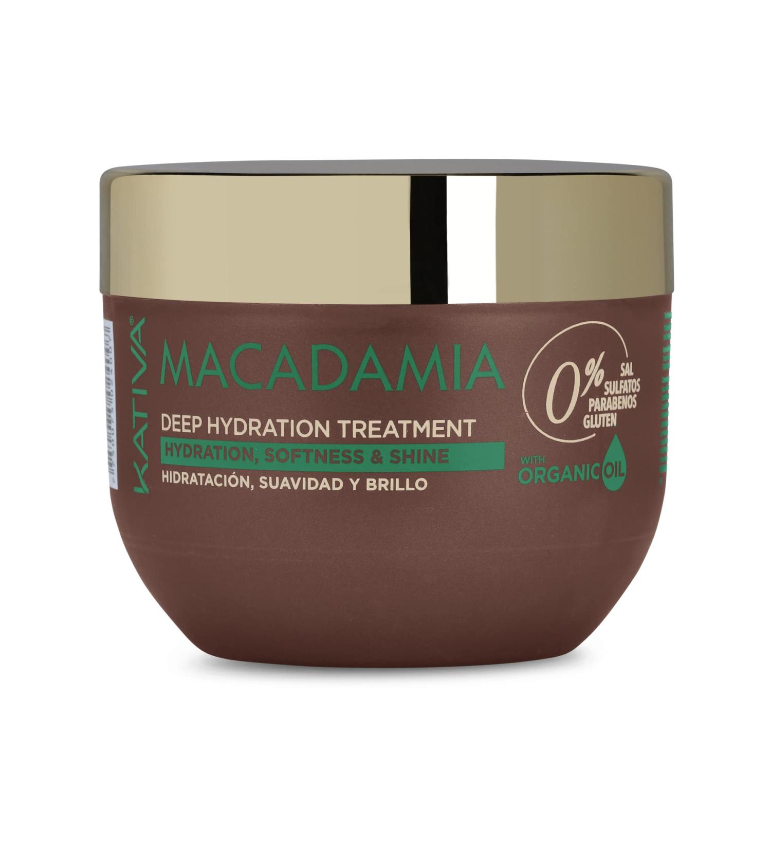 Kativa Macadamia Deep Hydration Treatment Mask - 8.45 Fl Oz | Organic Macadamia Oil for Dehydrated, Dry Hair | Salt, Sulfate, Gluten, and Paraben Free - Buy Online on GoSupps.com