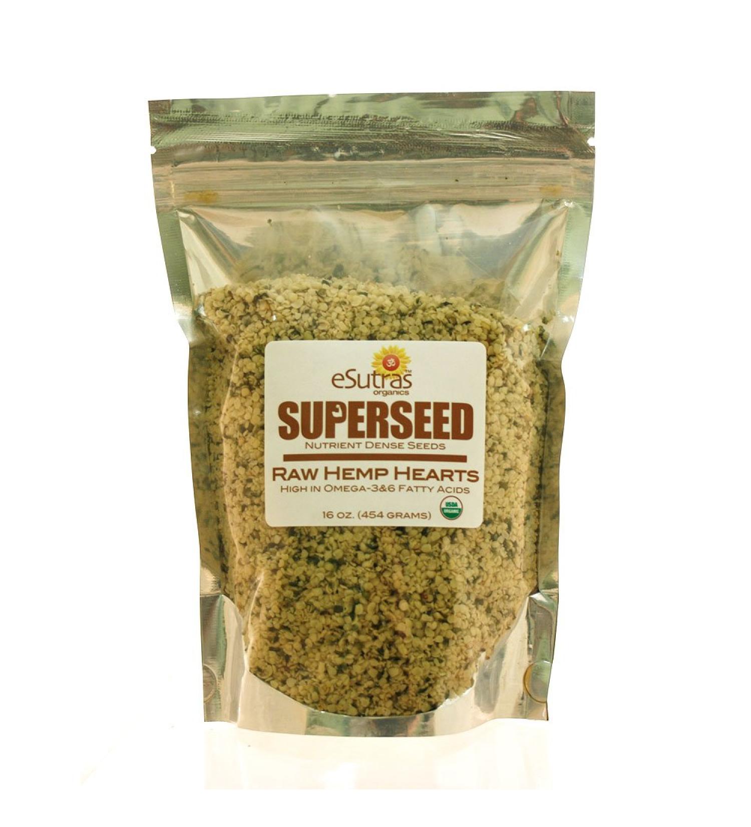Esutras Organics Raw Hemp Seed Hearts - 16 Ounce | Premium Quality Superfood - Buy Online on GoSupps.com