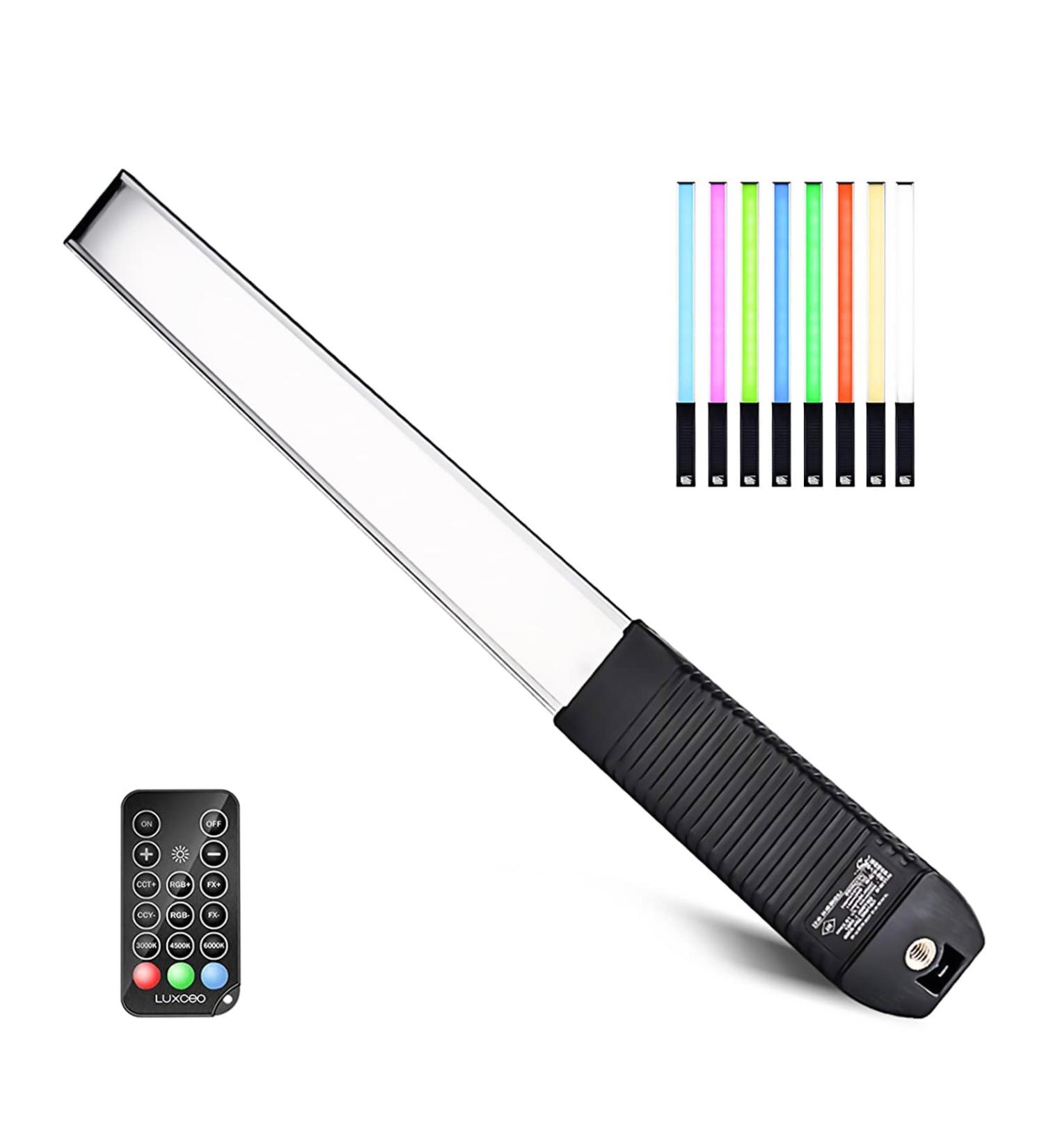 LUXCEO RGB LED Photography Lighting Wand - 1000 Lumens, CRI 95+, USB Rechargeable, Remote Control, Carry Bag - Adjustable Color Temp, 36 Colors - Buy Online on GoSupps.com