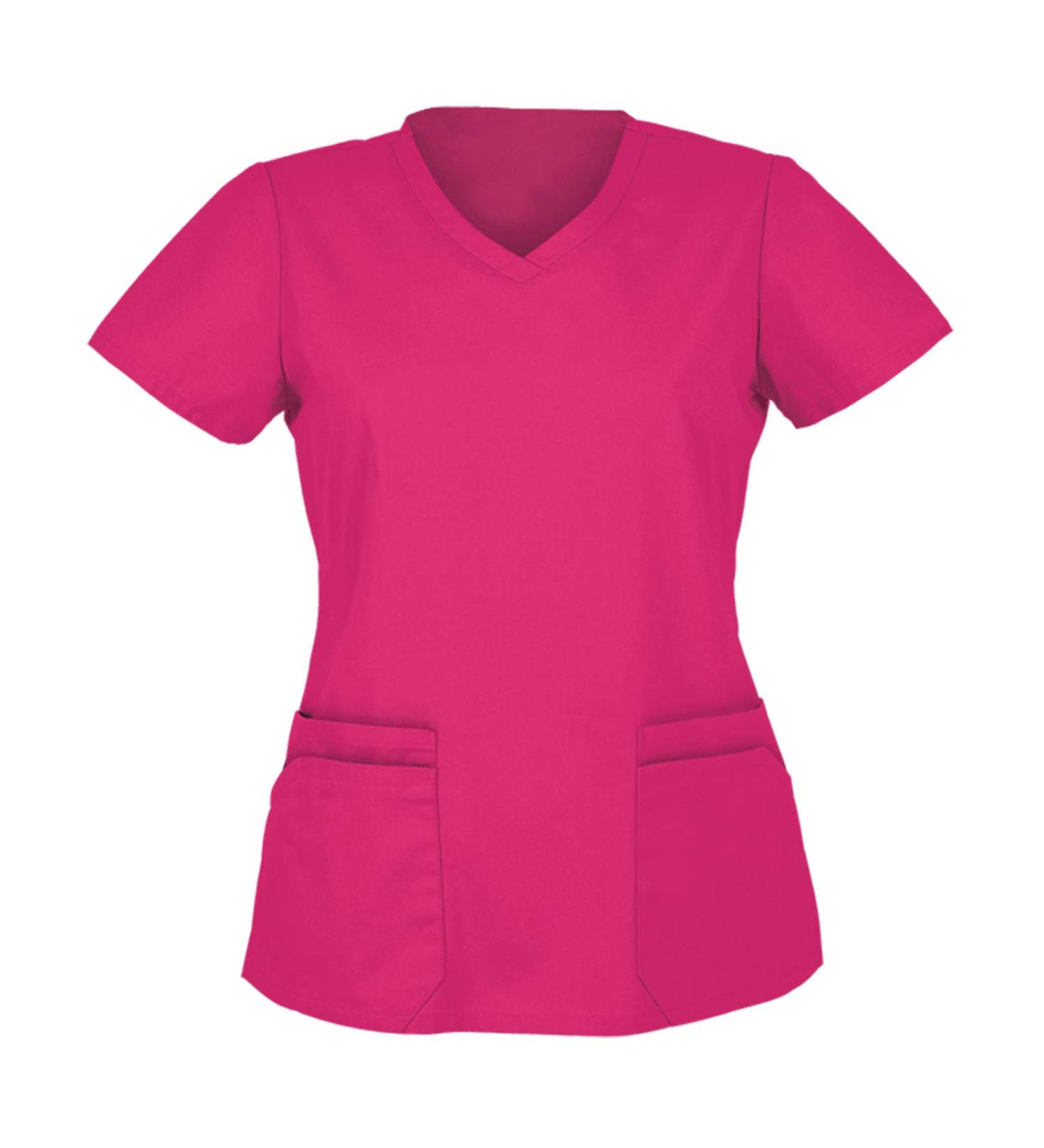 Nursing Scrub Top: Comfy V-Neck T-Shirt with Pocket, Short Sleeve - Pink, Medium - Buy Online on GoSupps.com