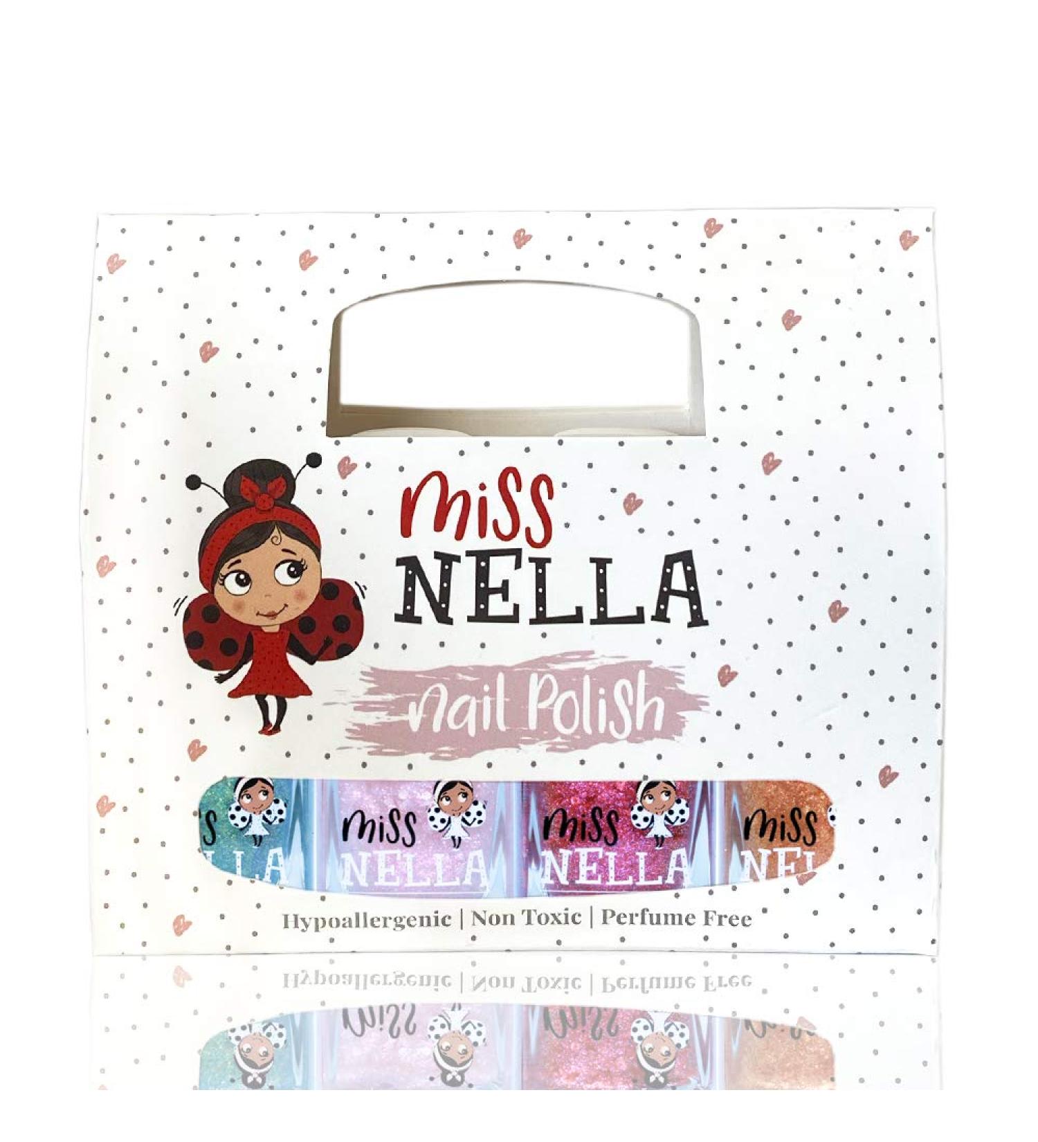 Miss Nella Magical Collection Glitzer Nail Polish Set for Kids | 4 Non-Toxic Peel-Off Colors: Pink Red Gold & Blue | Water-Based Odorless - Buy Online on GoSupps.com