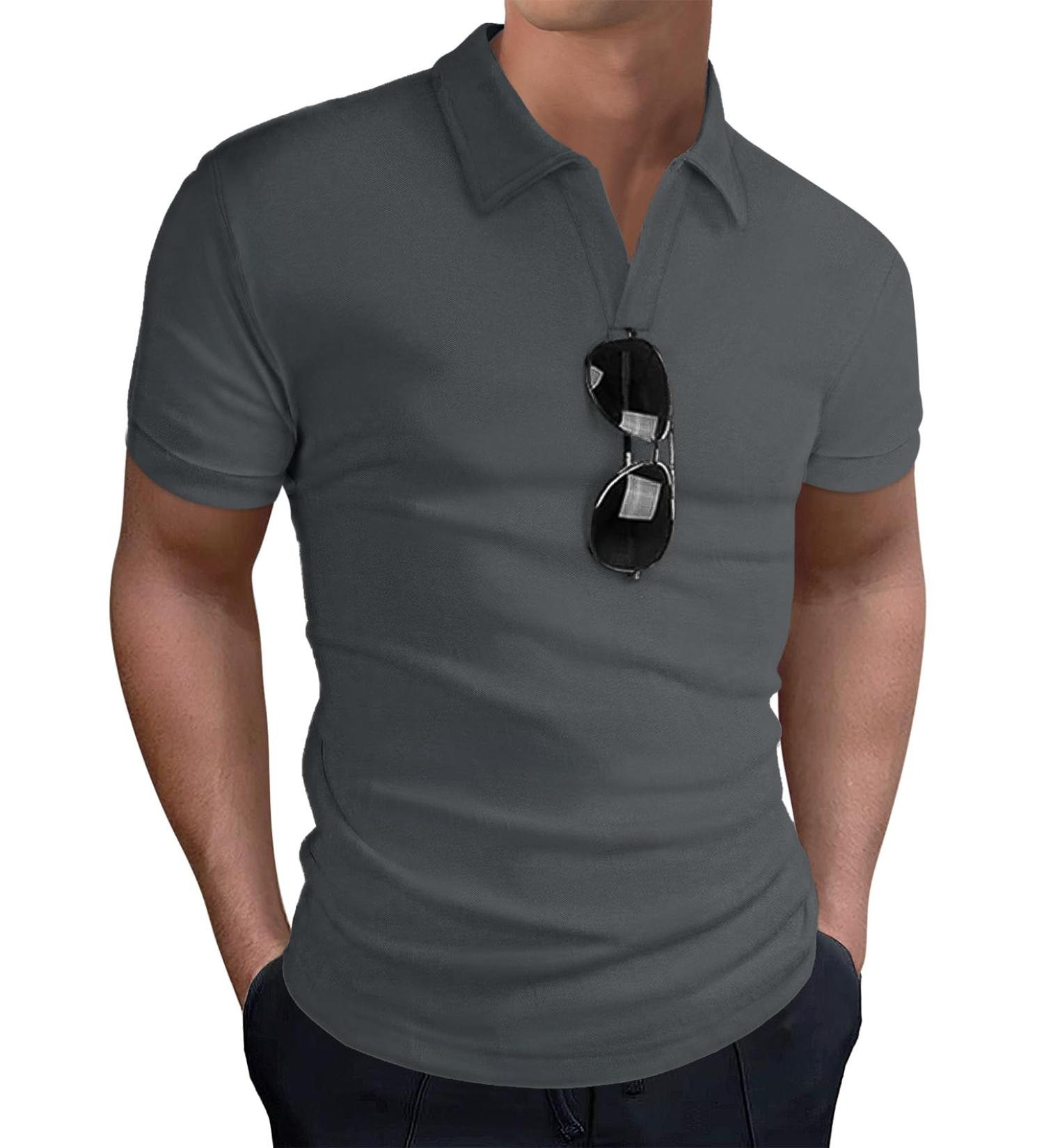 HMIYA Men's Polo Shirt - Short Sleeve Breathable Golf T-Shirt Quick Drying 5XL - Light Gray - International Shipping Available - Buy Online on GoSupps.com
