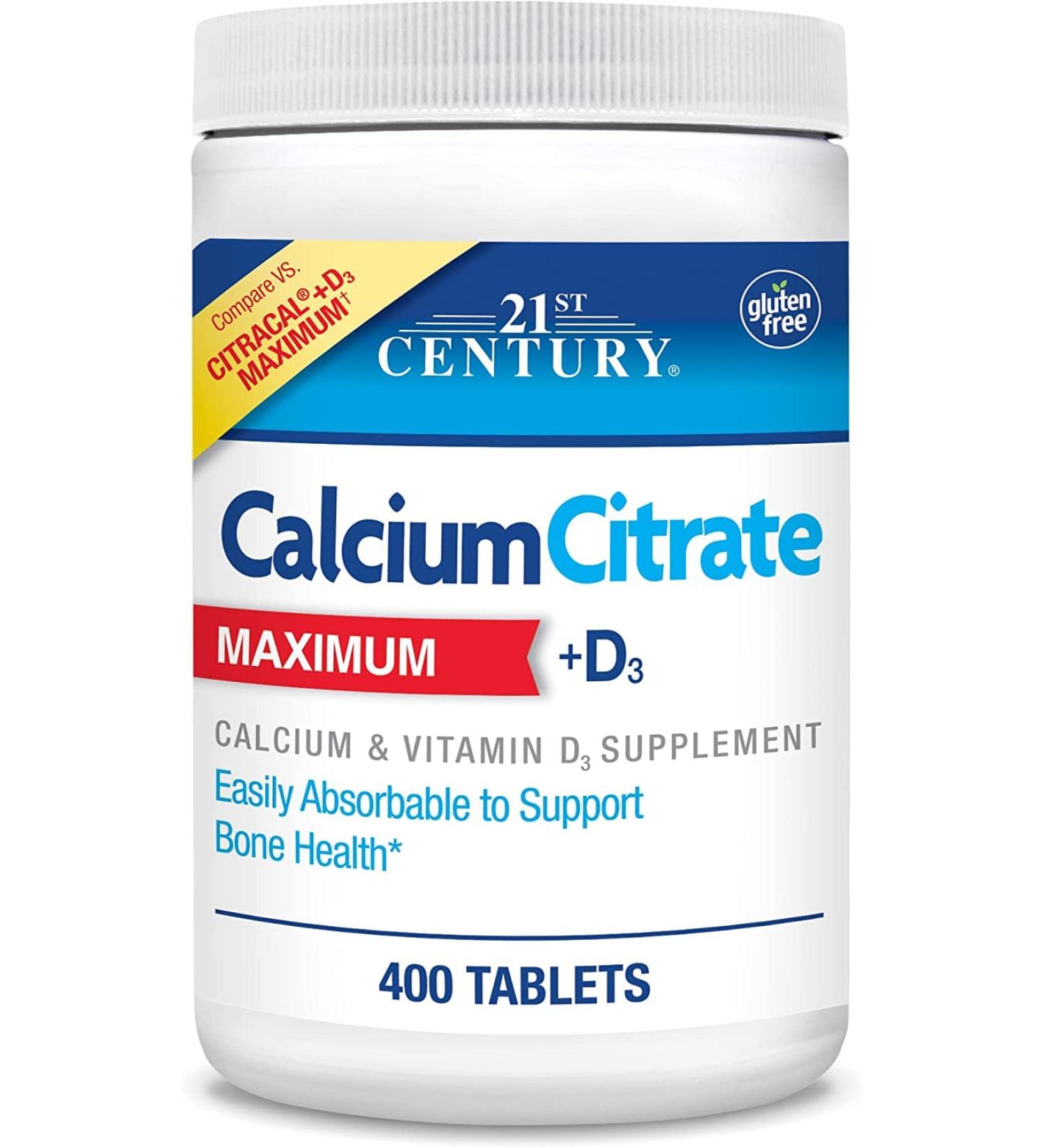21st Century Calcium Citrate + Vitamin D Caplets - 400 ct Pack of 6 - Buy Online on GoSupps.com