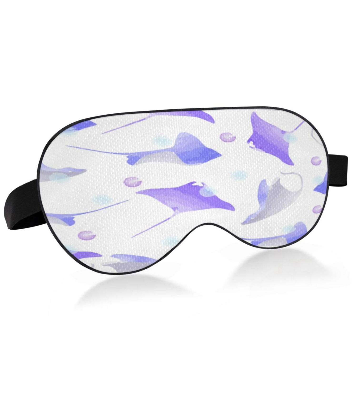 Hand Drawn Stingray Sleep Mask - Light Blocking Eye Cover for Travel & Naps | Adjustable Watercolor Blindfold for Men & Women - Buy Online on GoSupps.com