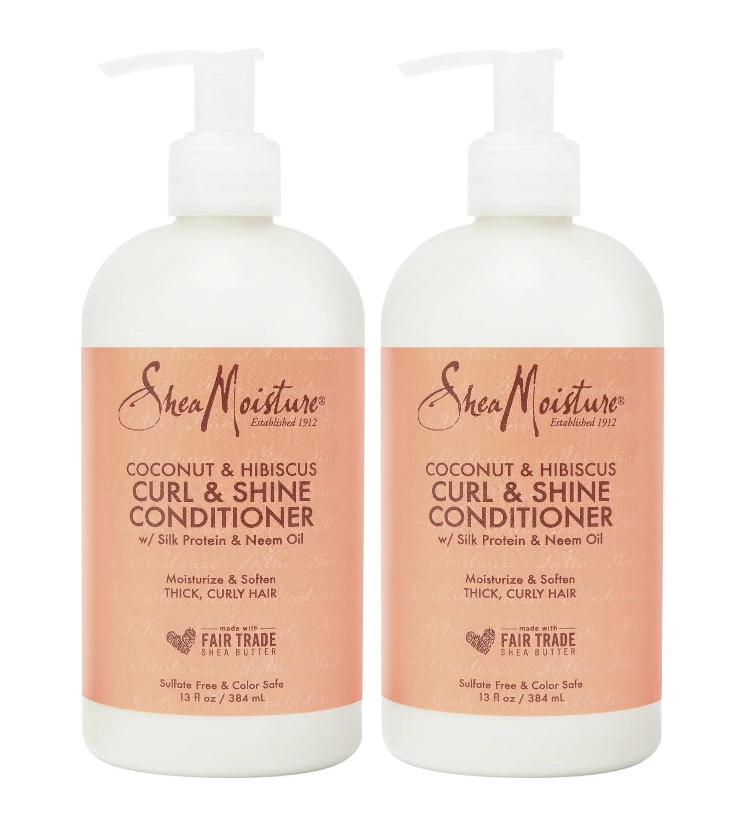 SheaMoisture Coconut & Hibiscus Curl & Shine Conditioner - 13 oz Double Pack for Thick Wavy Curly Hair - Silk Protein & Neem Oil - International Shipping Available - Buy Online on GoSupps.com