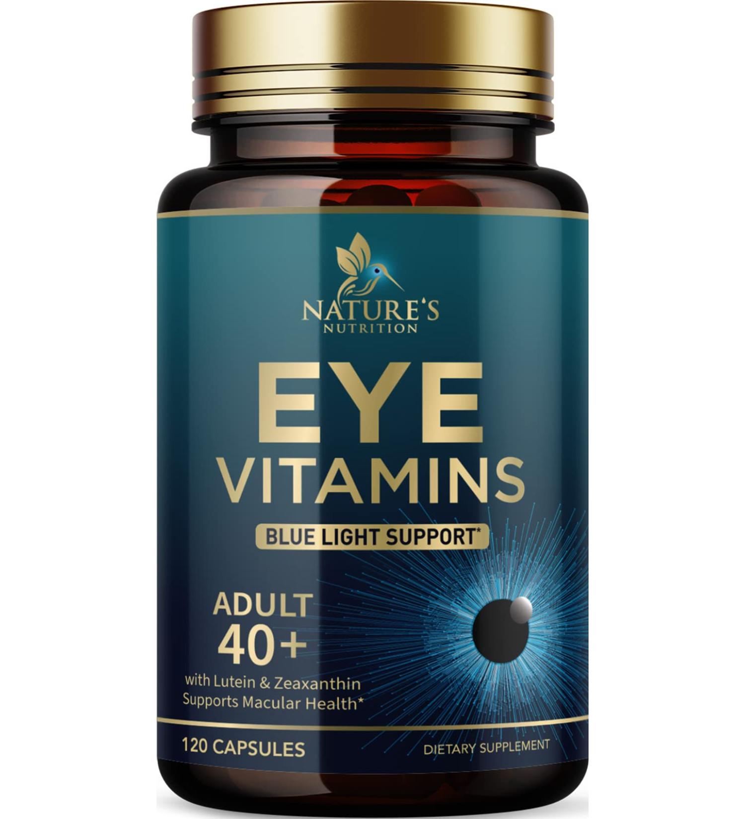 Eye Health Supplement with Lutein, Zeaxanthin, Zinc, Vitamin C & E - 120 Capsules - Supports Vision, Dryness, Eye Strain - Adult Eye Vitamins - Buy Online on GoSupps.com
