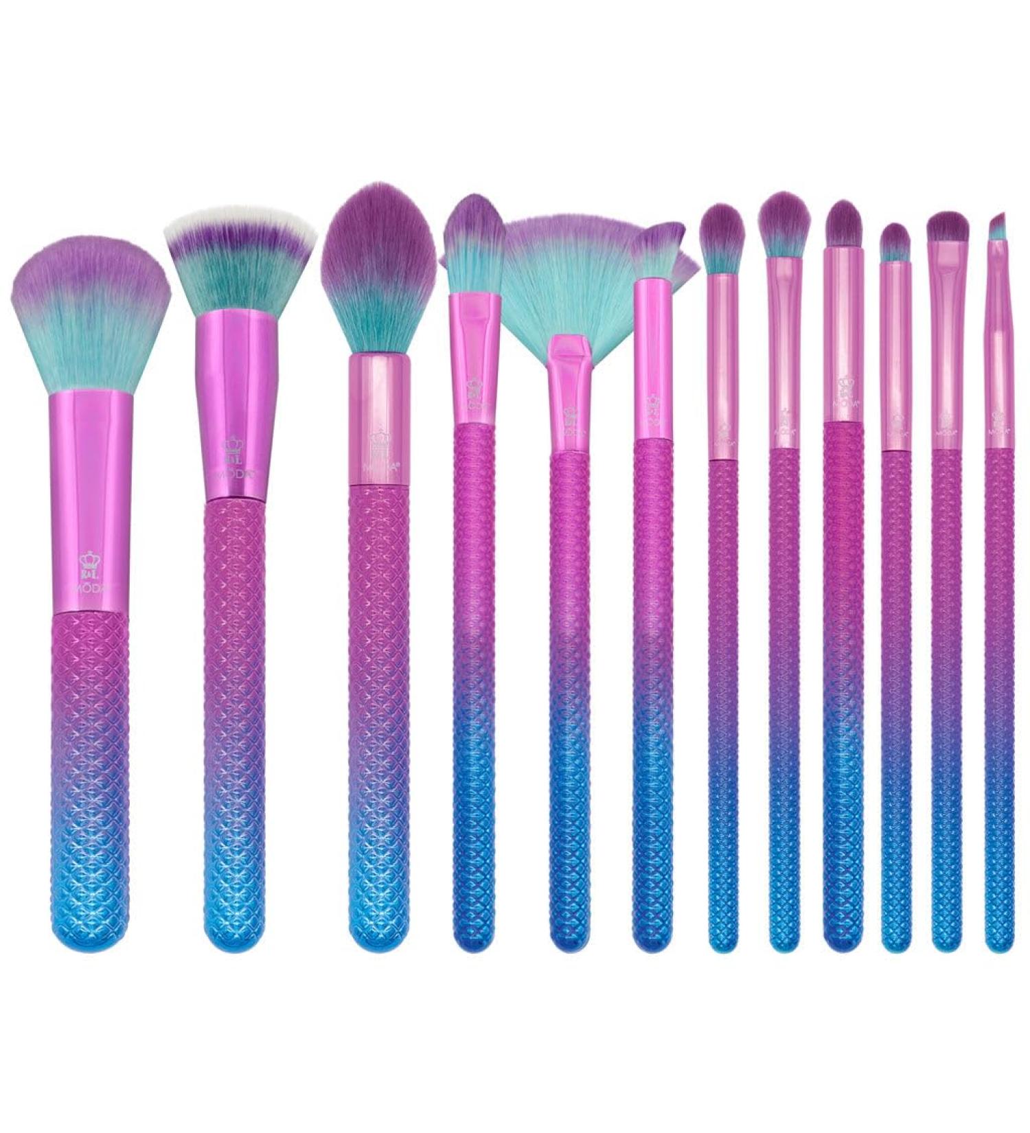 MODA Prismatic 12 pc Signature Makeup Brush Set - Ultimate Powder Foundation Fan Smudger Crease Detail & Liner Brushes for Flawless Makeup - Buy Online on GoSupps.com