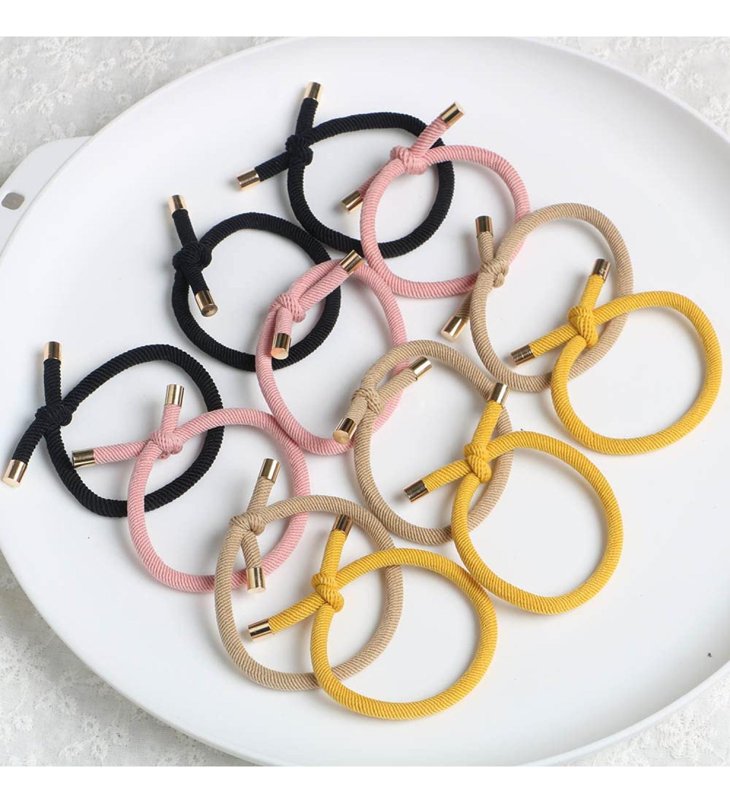 12pcs Elastic Hair Ties Stretch Rubber Bands - Pack of 12 Women's Knotted Hair Rope Ponytail Holders (4 Colors) - Buy Online on GoSupps.com