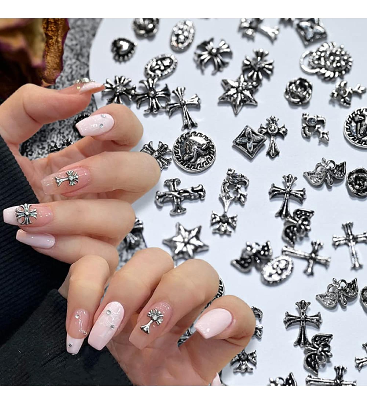 Chrome Hearts Cross Nail Charm Metal Punk Rivet Nail Art Decoration (2 Pack) - Buy Online on GoSupps.com