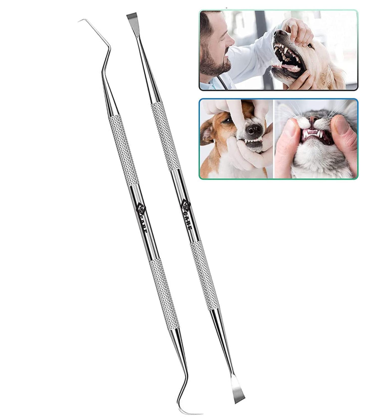 YsCare Double Head Tartar Remover Set - Professional Dog Tooth Cleaner & Dental Care Tools | Stainless Steel Pet-Friendly - Buy Online on GoSupps.com