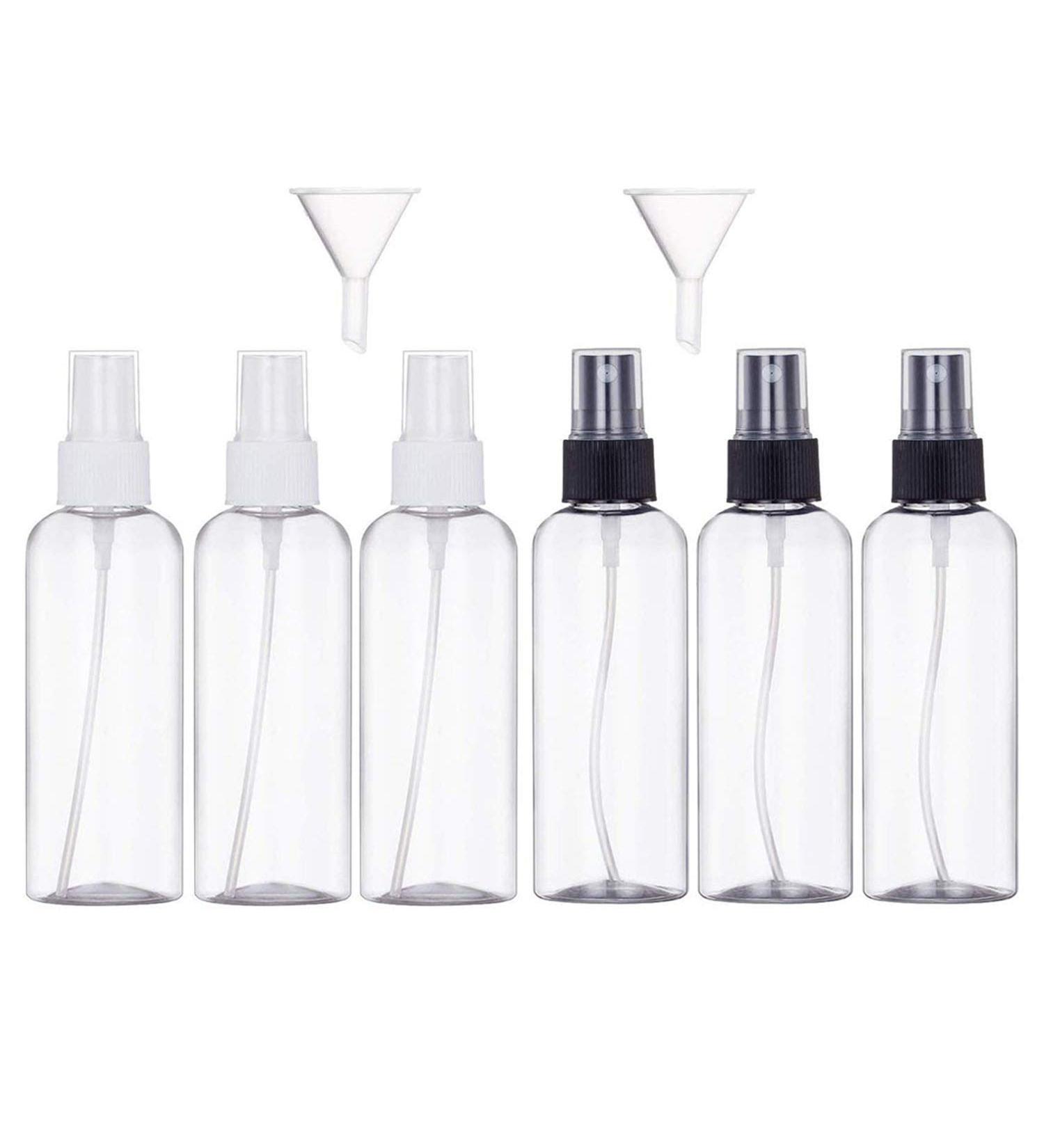 6Pcs 100ml Spray Bottle Empty Plastic Fine Mist Travel Atomiser Set with 2 Funnels - Clear Refillable & Reusable Travel Size Bottle Toiletries Liquid Containers for Cosmetic Make-up by JamHooDirect - Buy Online on GoSupps.com