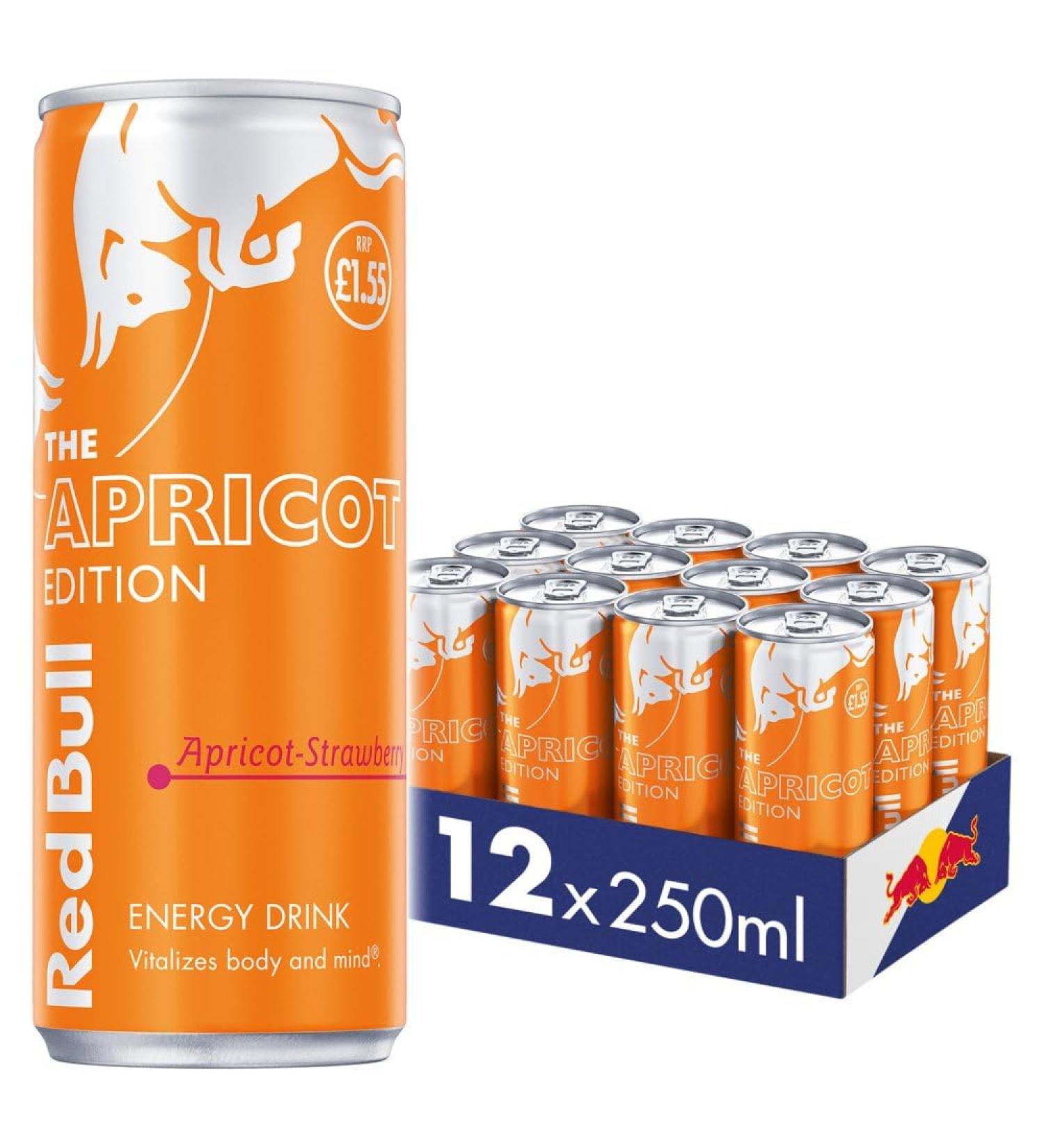 Summer Red Bull Energy Drink Strawberry & Apricot Flavour 250ml Cans 12 Pack Best Before April 2024