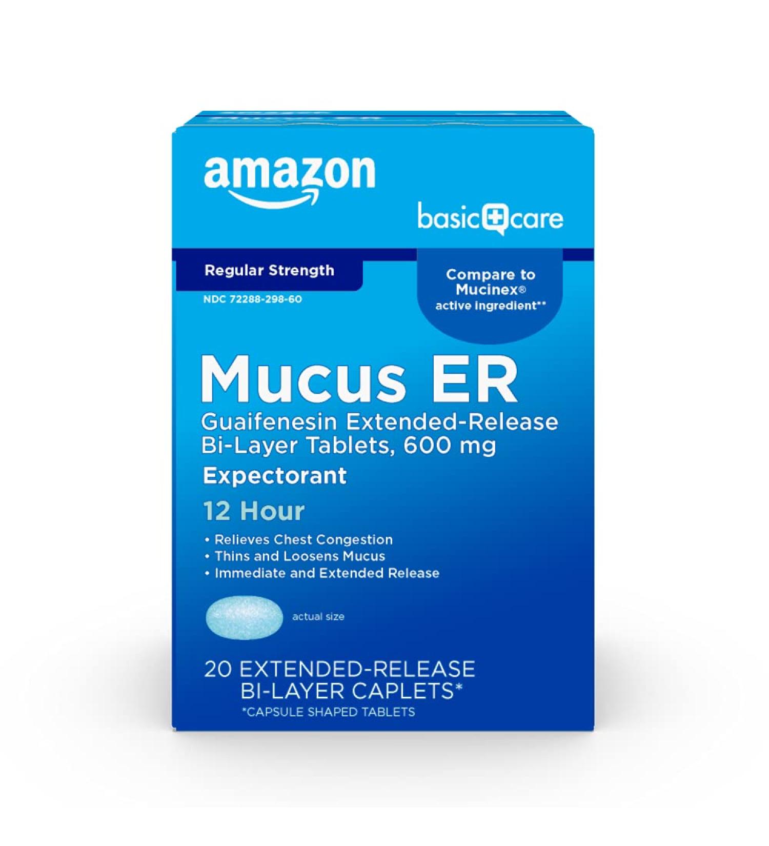 Amazon Basic Care Guaifenesin 600mg Extended-Release Tablets - 20 Count - Buy Online on GoSupps.com