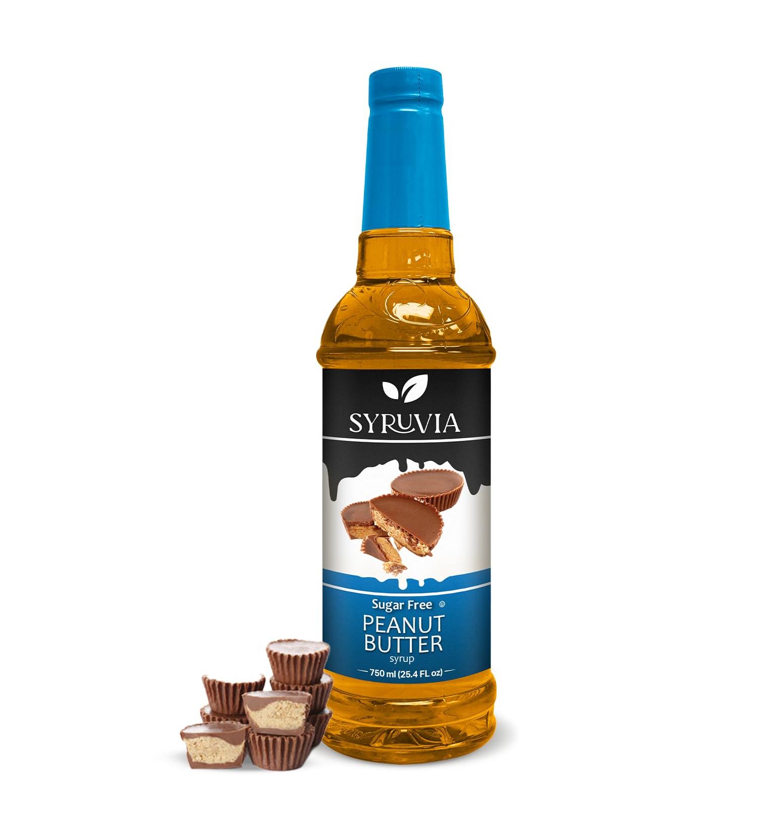 Syruvia Sugar-Free Peanut Butter Cup Coffee Syrup 25.4 fl oz -Zero Calorie Flavoring for Coffee Lattes Shakes Smoothies Desserts 100% Vegan Keto Friendly Gluten Free Kosher. - Buy Online on GoSupps.com