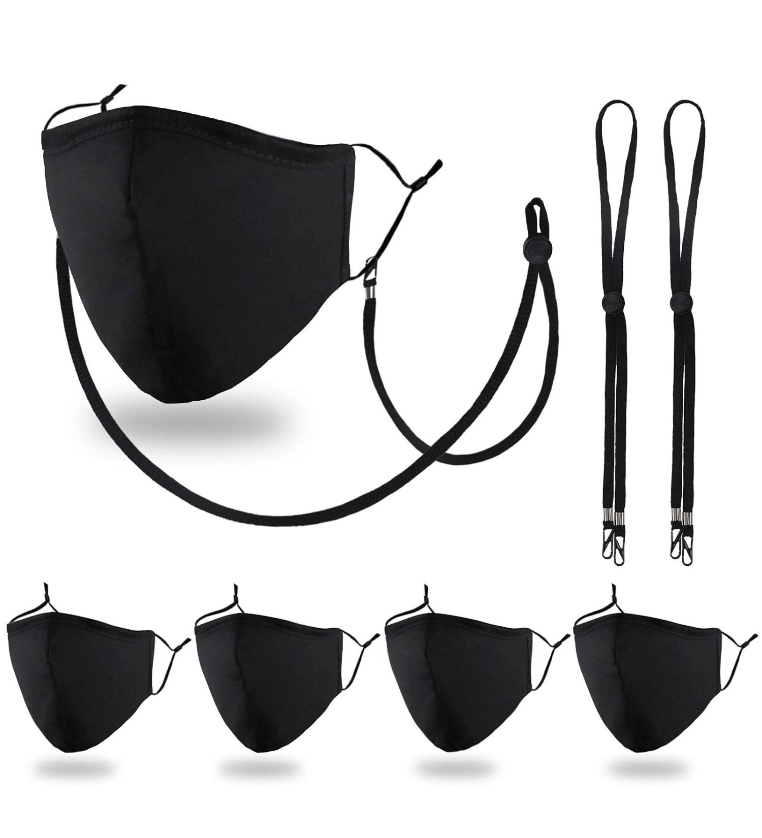 Adjustable Designer Reusable Cloth Face Mask for Men and Women - Breathable & Washable Fashion Mask for Running, Gym, and Everyday Use - Lightweight and Comfortable - Solid Plaid Black Design - Buy Online on GoSupps.com