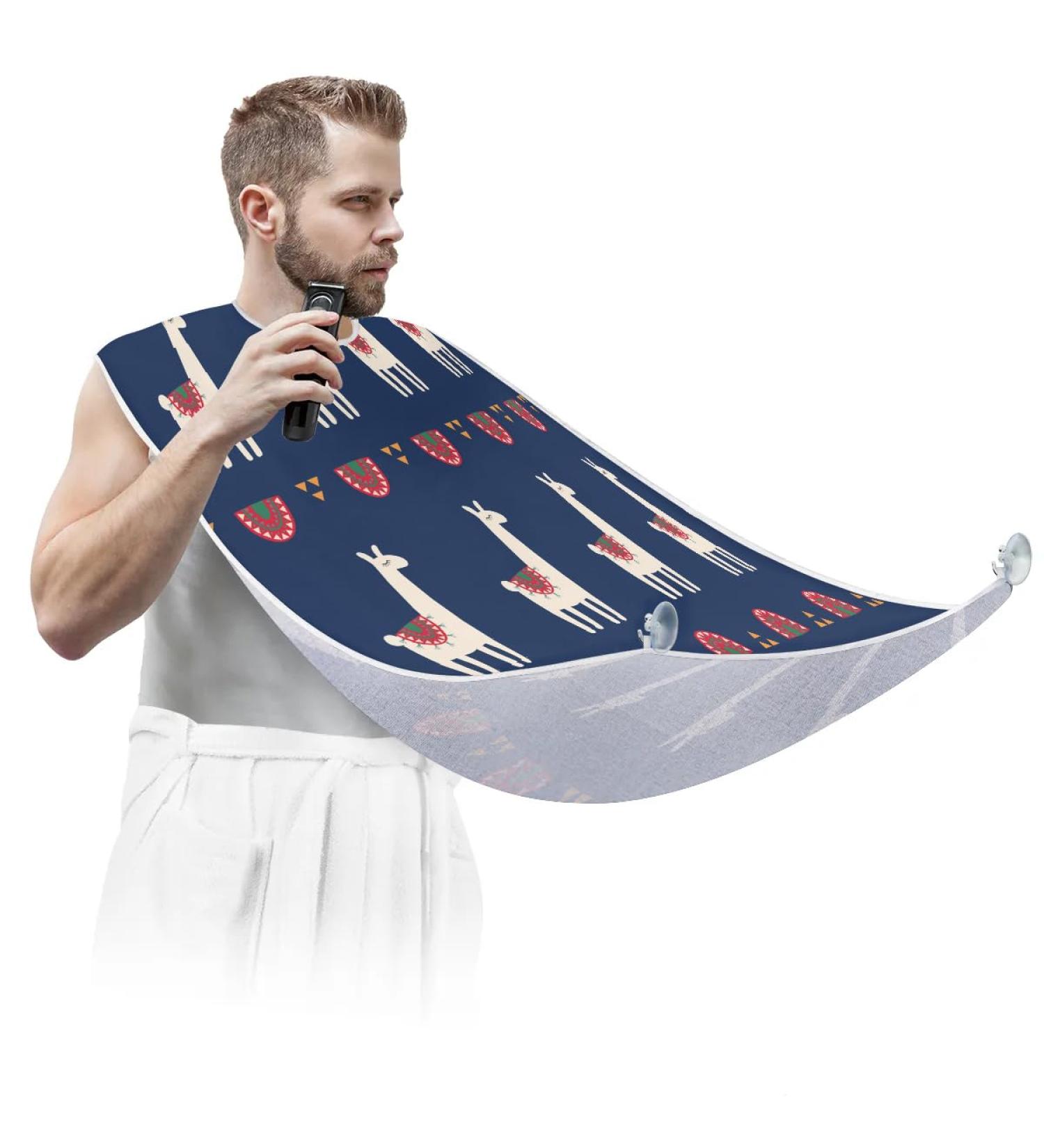 Cute Animal Alpaca Beard Bib Apron | Non-Stick Waterproof Beard Catcher for Men | Perfect Grooming Gift with Suction Cups - Buy Online on GoSupps.com