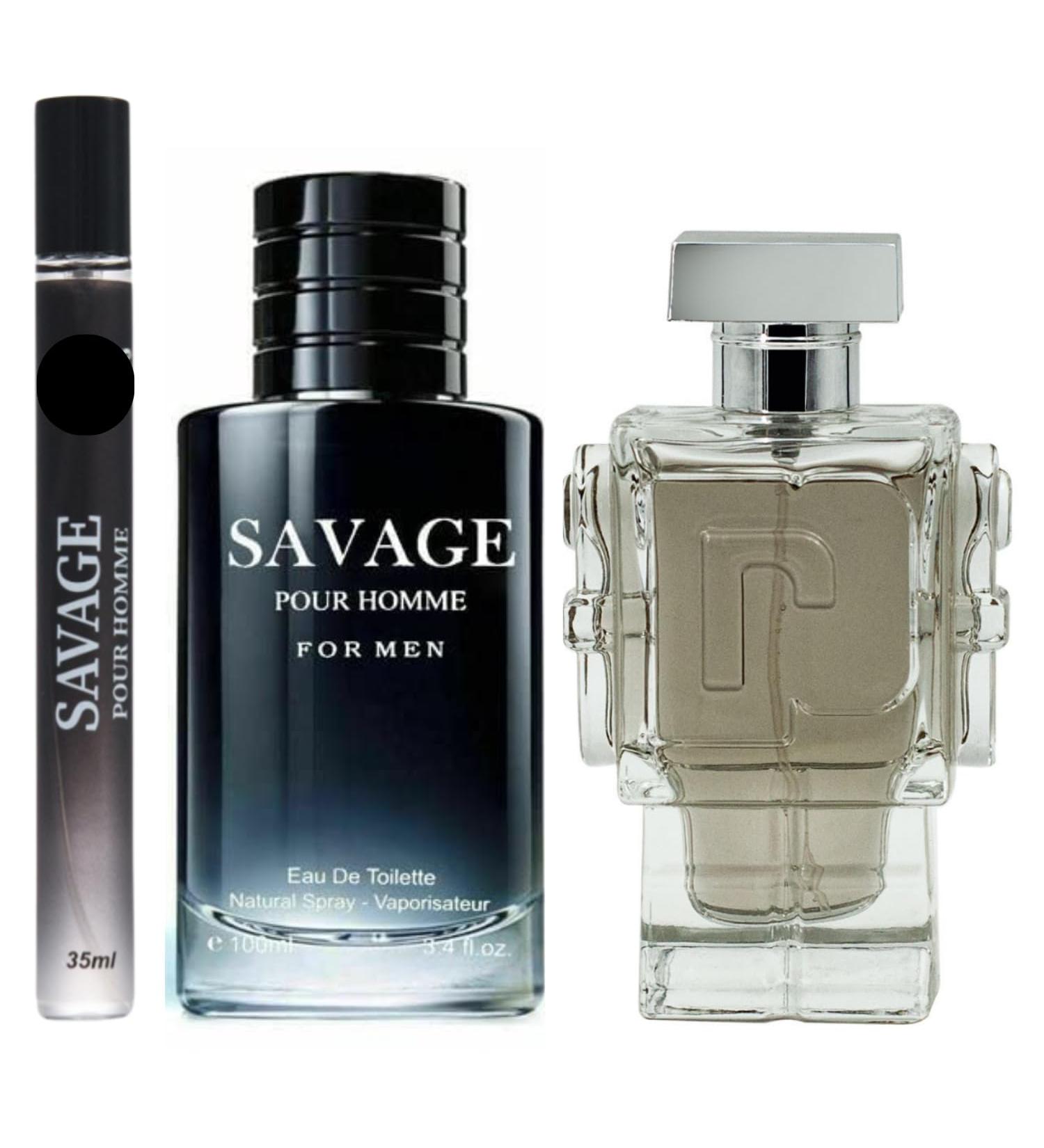 Savage Pour Homme & Robot Cologne For Men Combo Set + Savage Travel Spray Eau De Toilette Fragrance for Men Wonderful Gift Masculine Scent for All Skin Types 3.4 Fl Oz Each (Pack of 3) - Buy Online on GoSupps.com