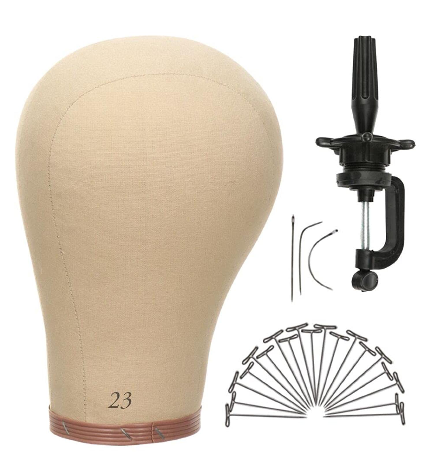 Canvas Wig Head Stand for Styling - 23inch Mannequin Head for Wigs - Buy Online on GoSupps.com