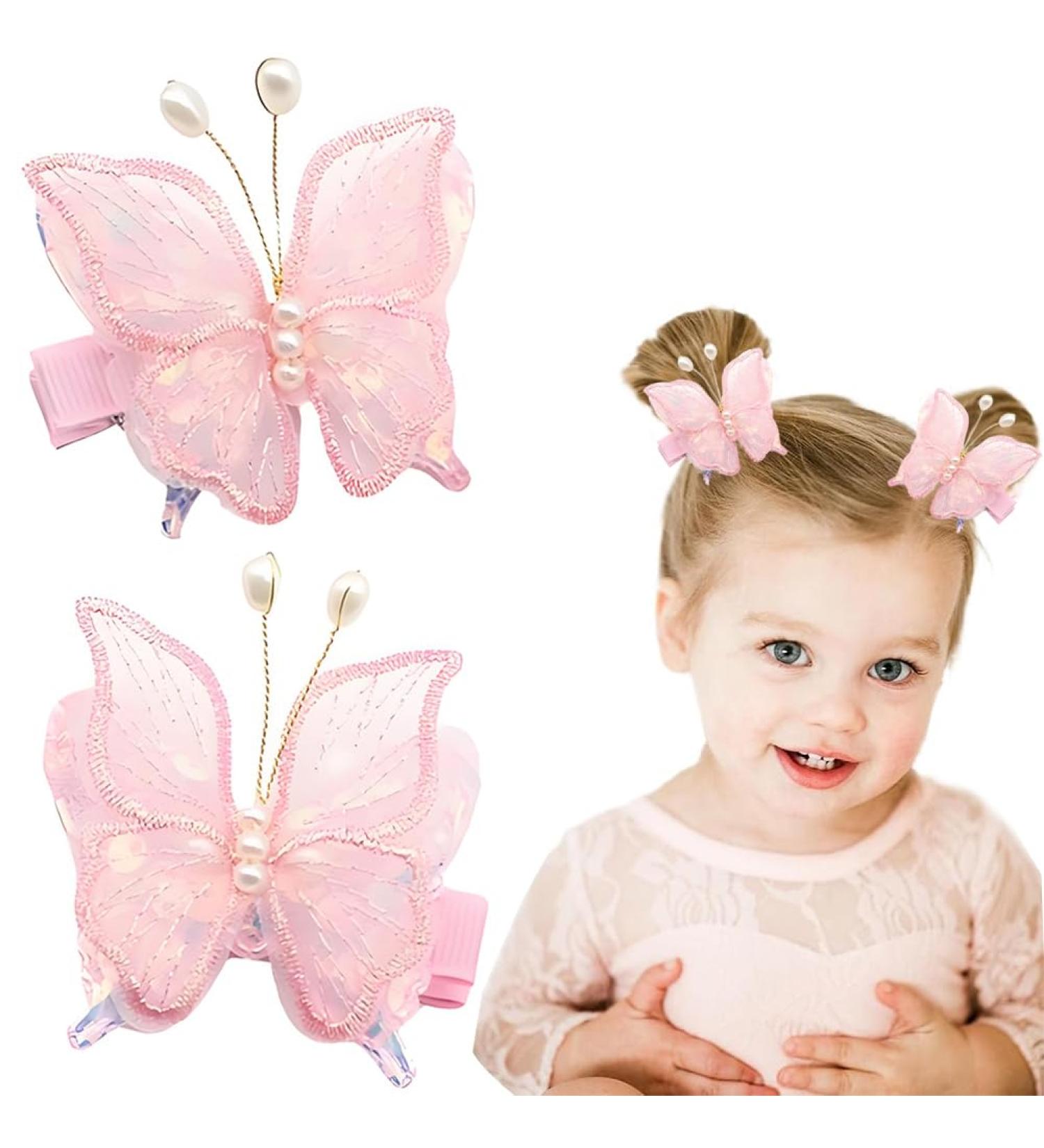 Girls Hair Clips Cute Butterfly Hair Clips girls hair accessories suitable for daily holiday parties and give gifts(pink-1pair) - Buy Online on GoSupps.com