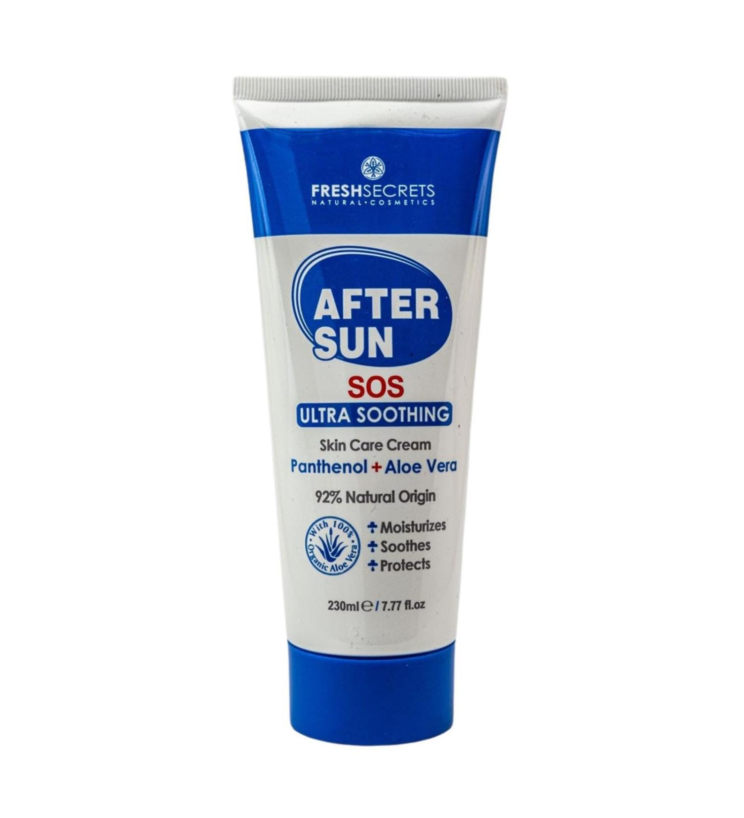 Fresh Secrets After Sun Lotion | Aloe Vera Gel Soothing Relief for Sunburned Skin | Ultra Moisturizing After Sun Care for Face & Body - Buy Online on GoSupps.com