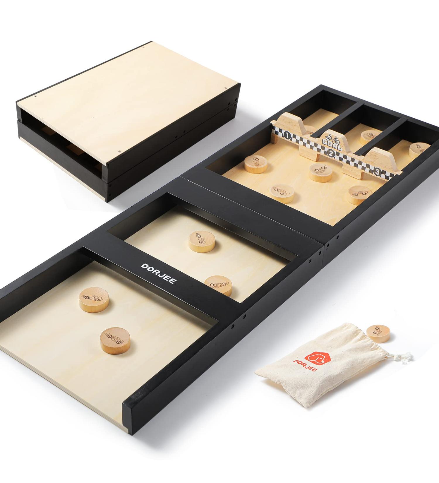 DORJEE Wooden Shuffleboard Kids Game - Fun Tabletop Game for Kids Ages 5-12 and Adults - Buy Online on GoSupps.com
