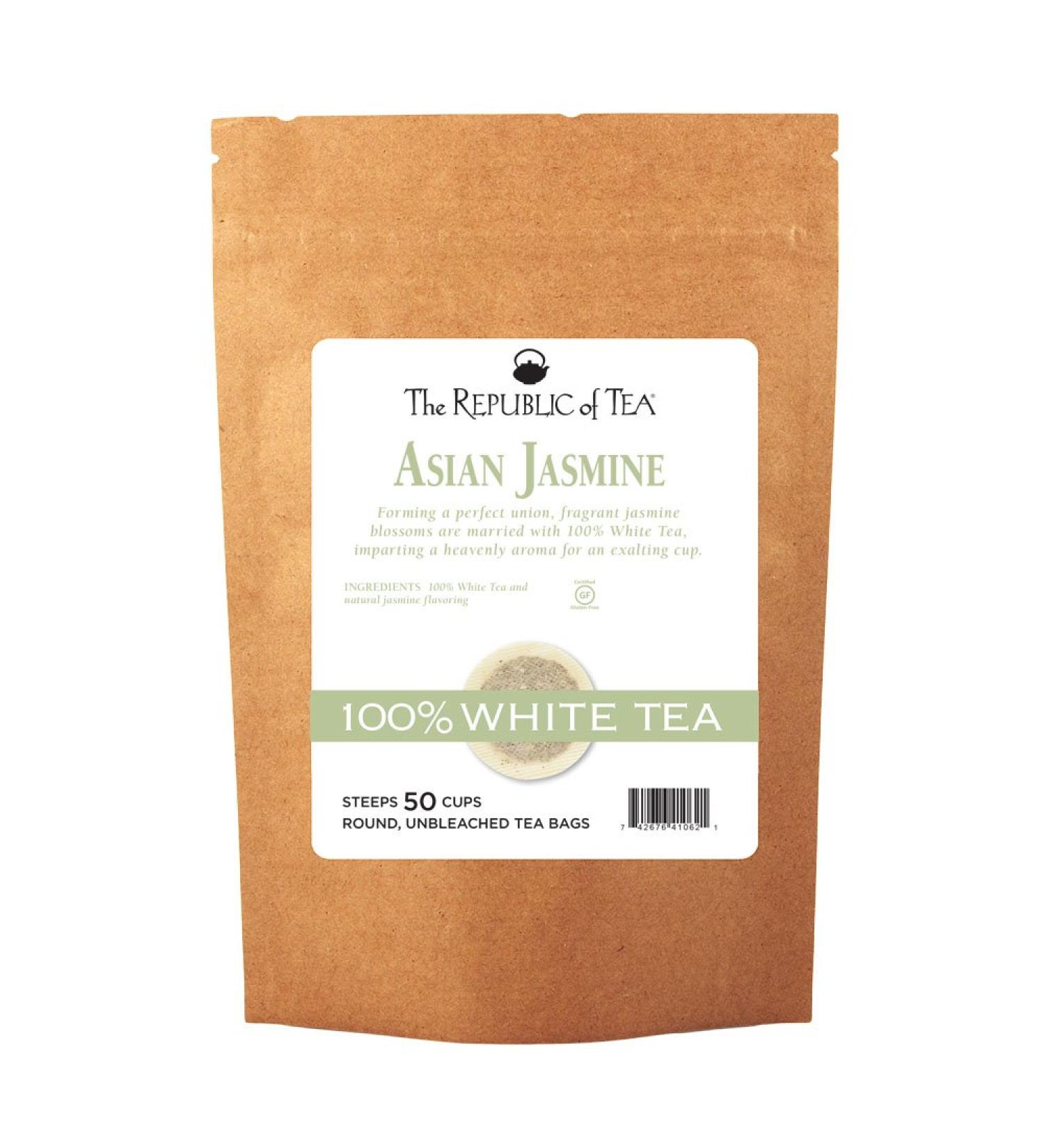 Republic of Tea Asian Jasmine White Tea - 50 Bags, Authentic Low Caffeine 100% White Tea - Buy Online on GoSupps.com