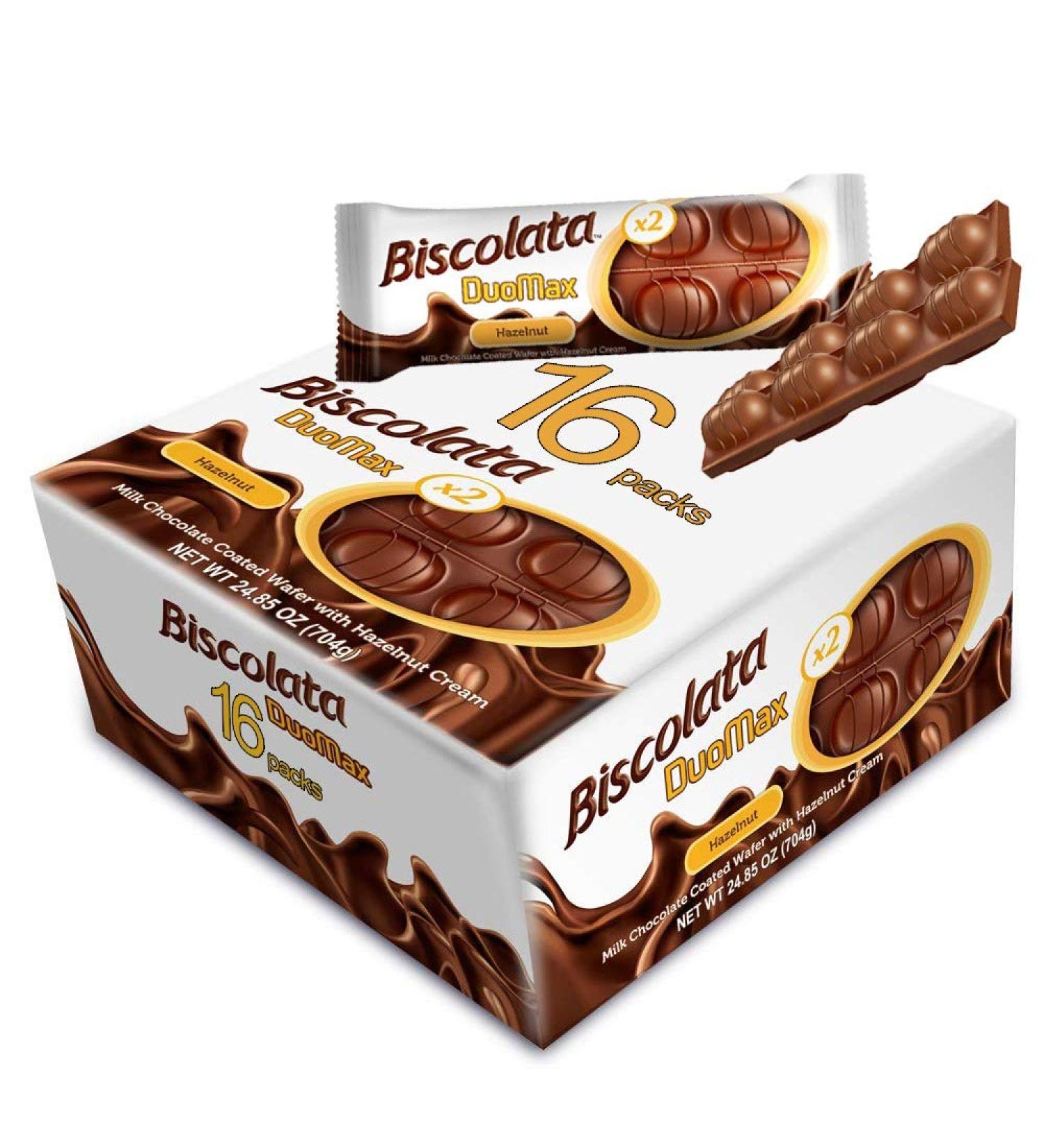 Biscolata Duomax Hazelnut Chocolate Wafer Bars - 16 Pack (32 Pieces), Snack Cookies - Buy Online on GoSupps.com