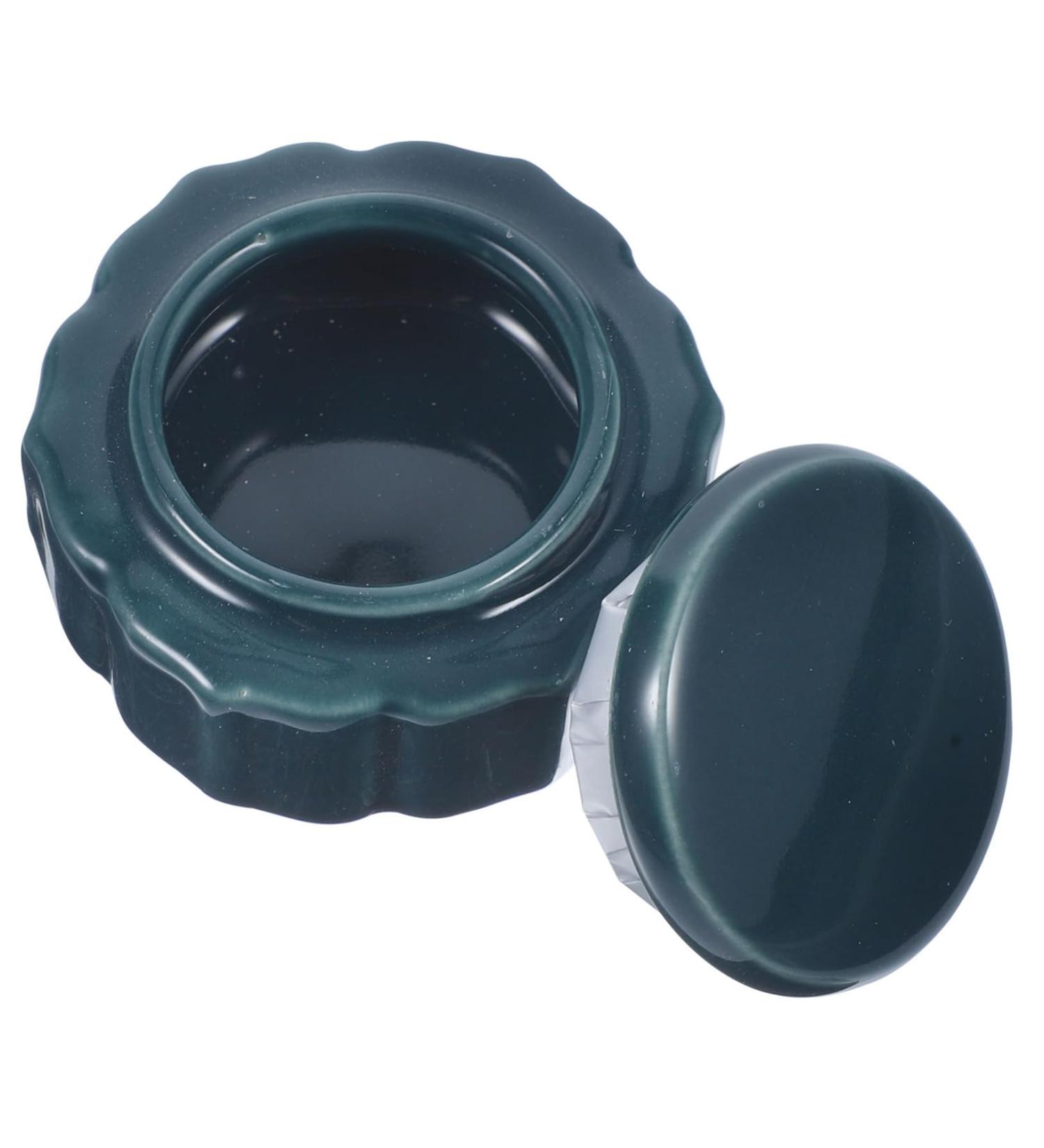 ORFOFE Small Jar Cream Container Blusher Pots Lip Sample Jars Mini Lip Cream Jar Cosmetic Cream Jar Ceramic Cream Jars Makeup Cream Jar Sample Storage Containers Ceramics Travel Biscuit Dark Green 4.7X4.7cm - Buy Online on GoSupps.com