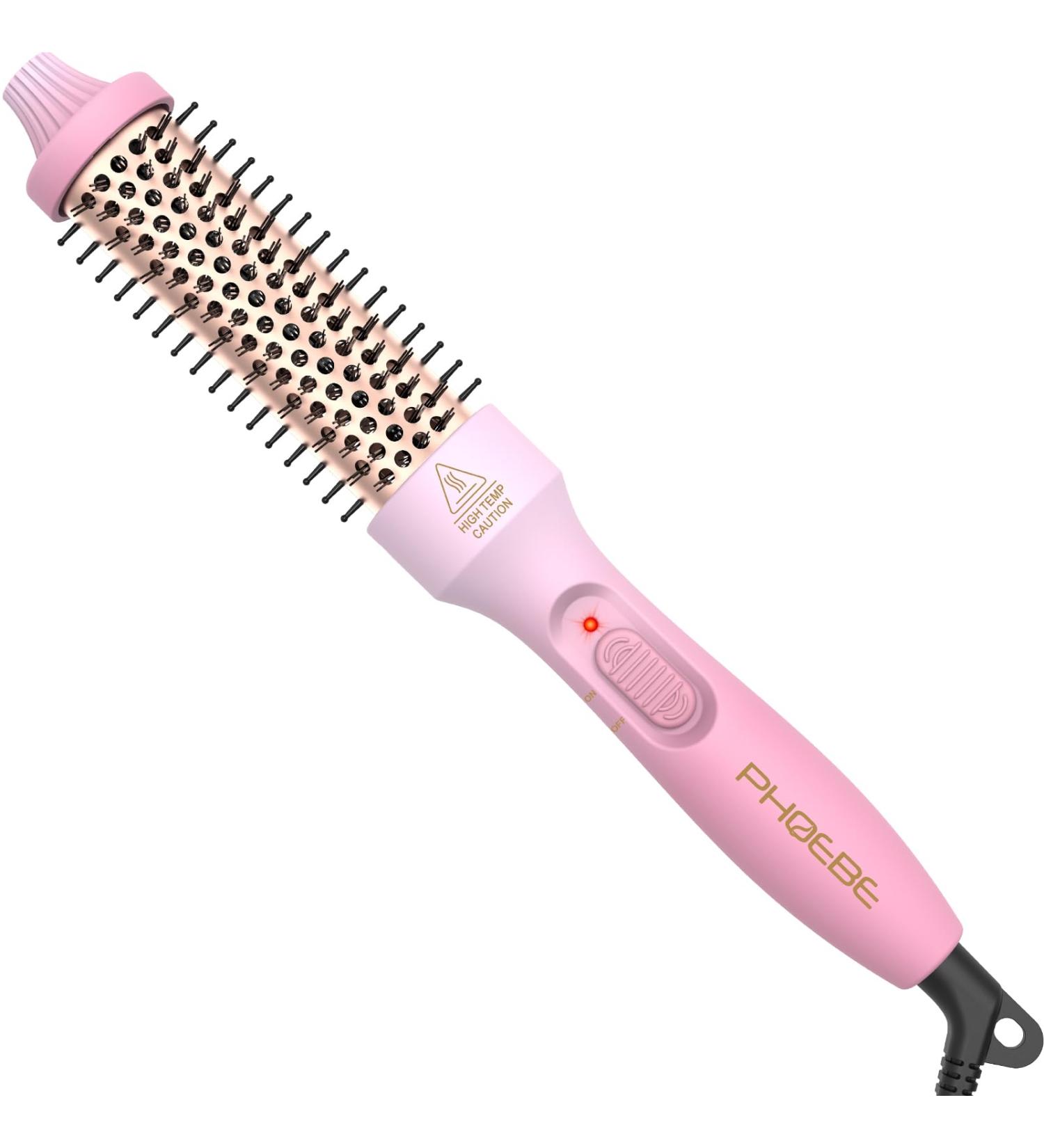 PHOEBE 1.25 Inch Curling Iron Brush - Ceramic Tourmaline Ionic Hair Curler for Long Medium Hair - Pink - Buy Online on GoSupps.com