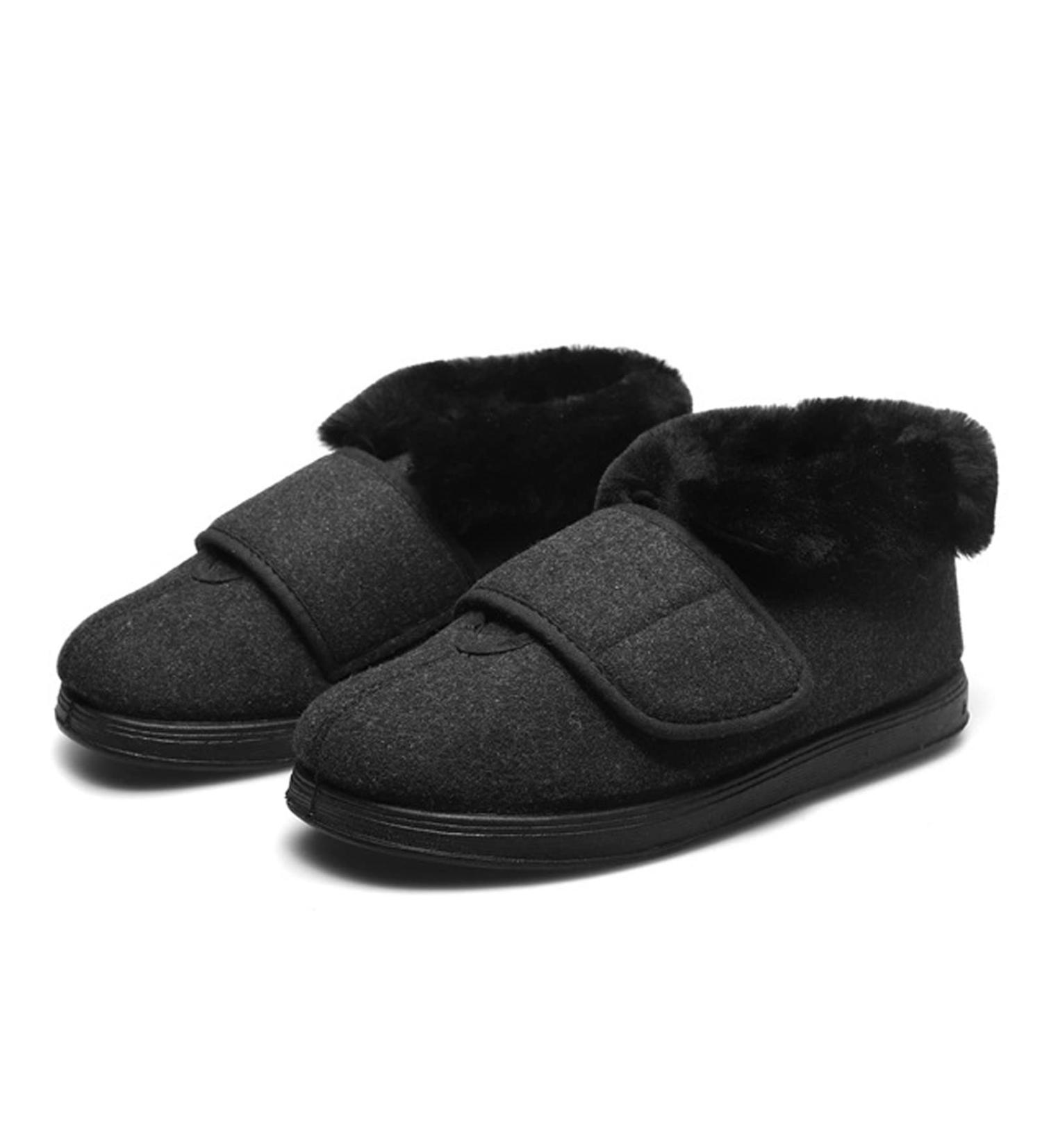 KXSM Diabetic Orthopedic Slippers - Memory Foam with Plush Fleece Lining | Anti-Slip Sole for Elderly Men and Women | Size 45 Black - Buy Online on GoSupps.com