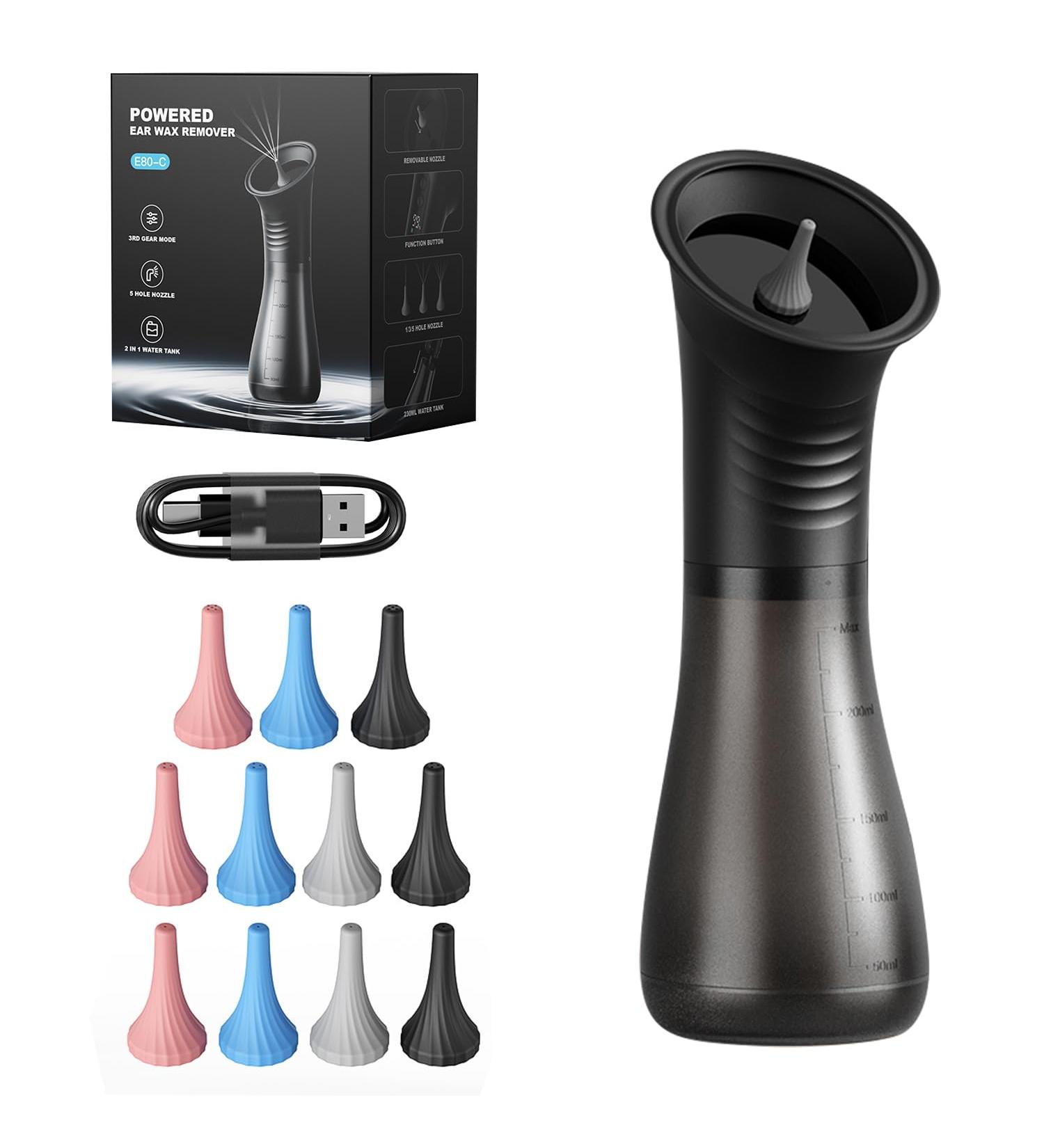 GOAKICHGO Ear Wax Removal - Electric Ear Wax Removal Kit - Ear Cleaner for Safe and efficient Removal of Earwax buildup Ear Irrigation Kit Includes 12 Tips IPX7 Cleaning for Adults & Kids - Buy Online on GoSupps.com