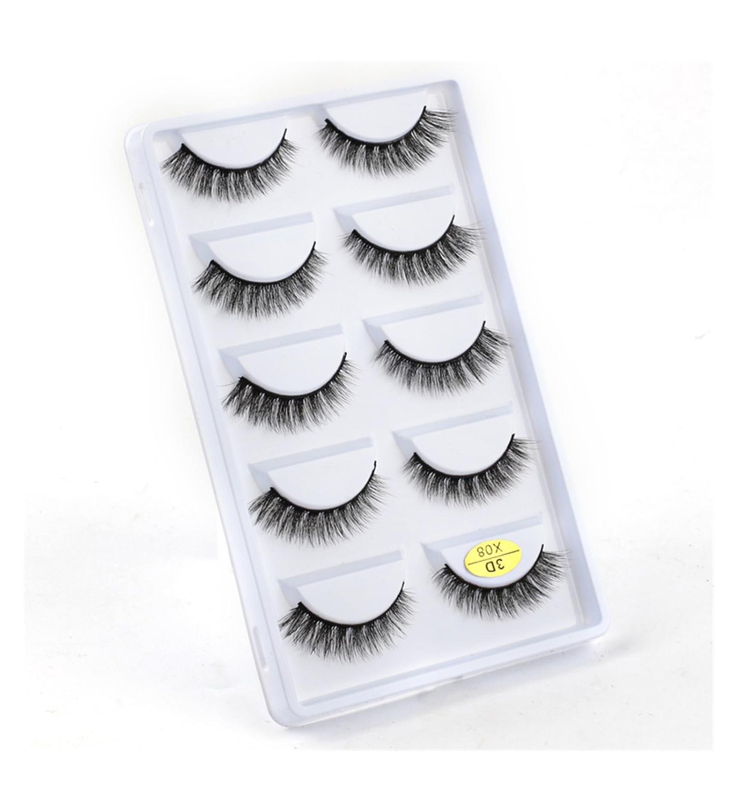 UAMOU 10/50/100 Boxes Mink Eyelashes Fluffy 3D Mink Lashes Makeup Natural Long Volume False Eyelashes Bulk Faux Cils Custom Cheerfully (Color : 5 Pairs X08 Size : 10 Boxes) - Buy Online on GoSupps.com